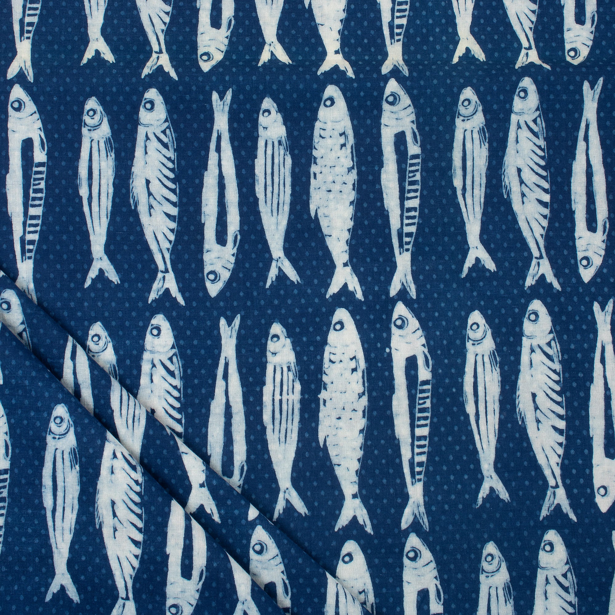Indigo Blue Animal Print Hand Blocked Mud Resist Cotton Fabric