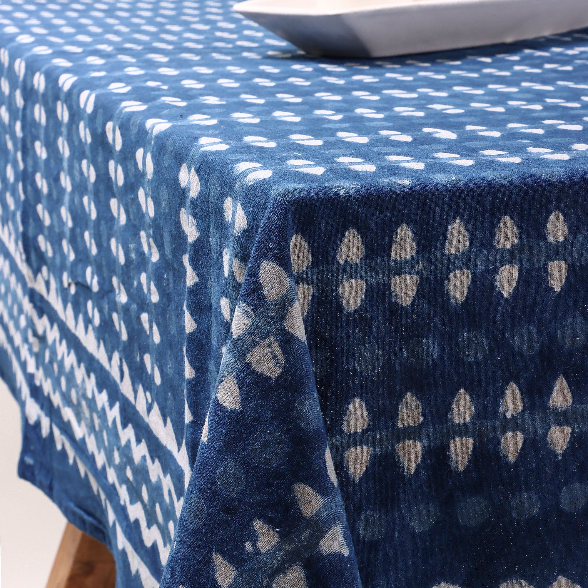 Premium Indigo Printed Cotton Tablecloth - Image 5