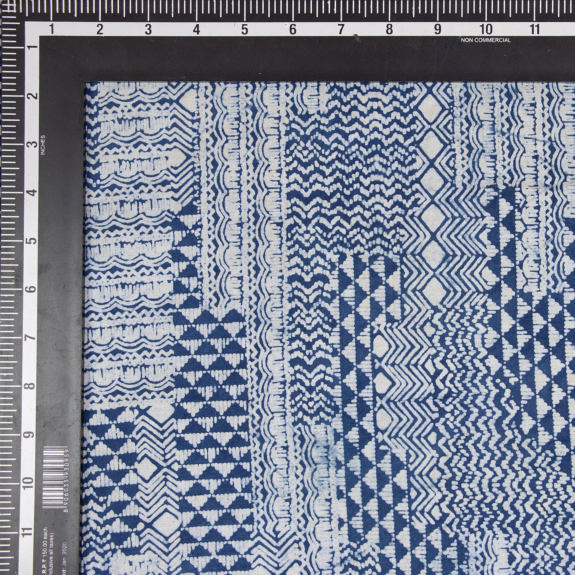 Modern Indigo Blue Patchwork Hand Printed Cotton Indian Fabric