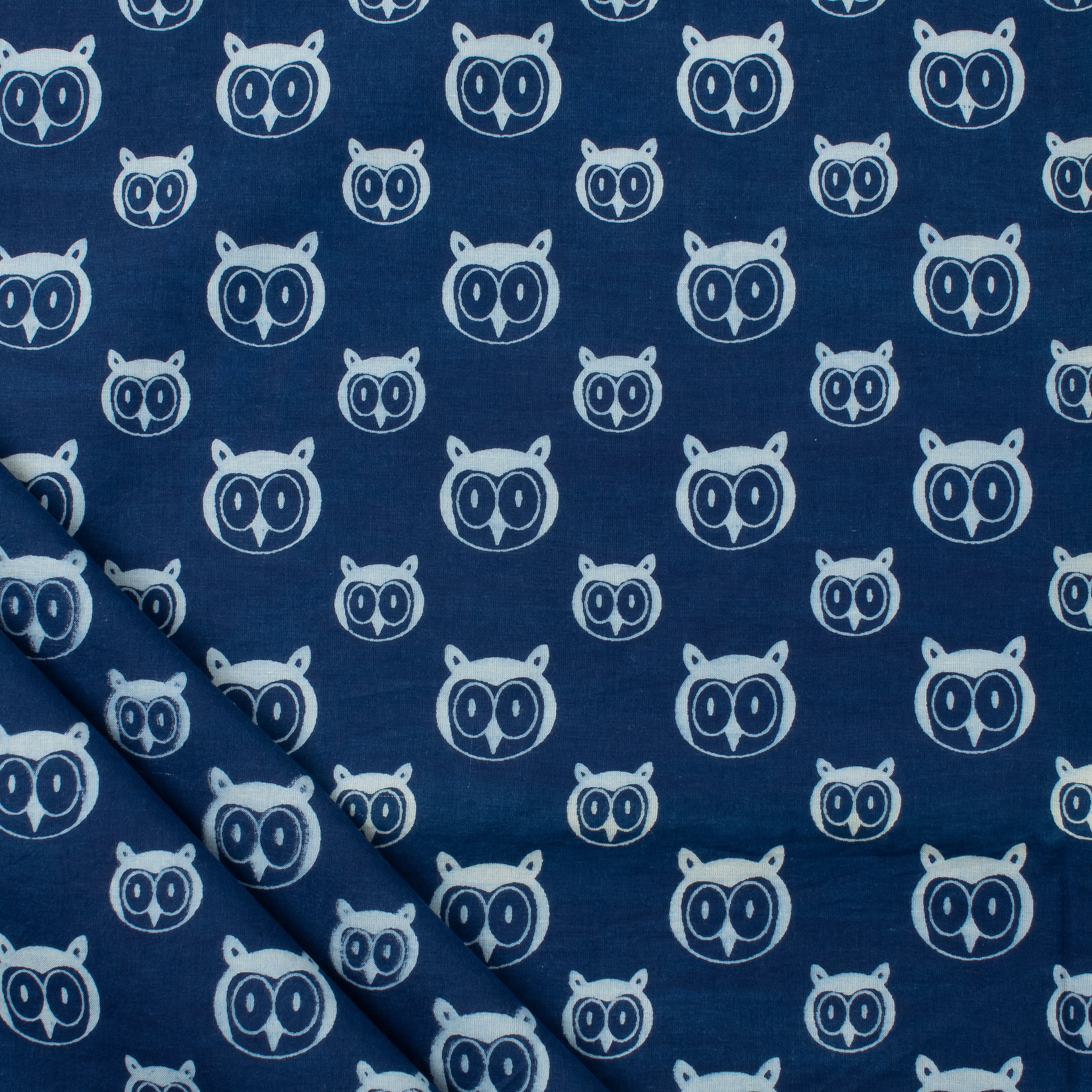 Light Weighted Mud Block Handmade Animal Print Indigo Dyed Fabric