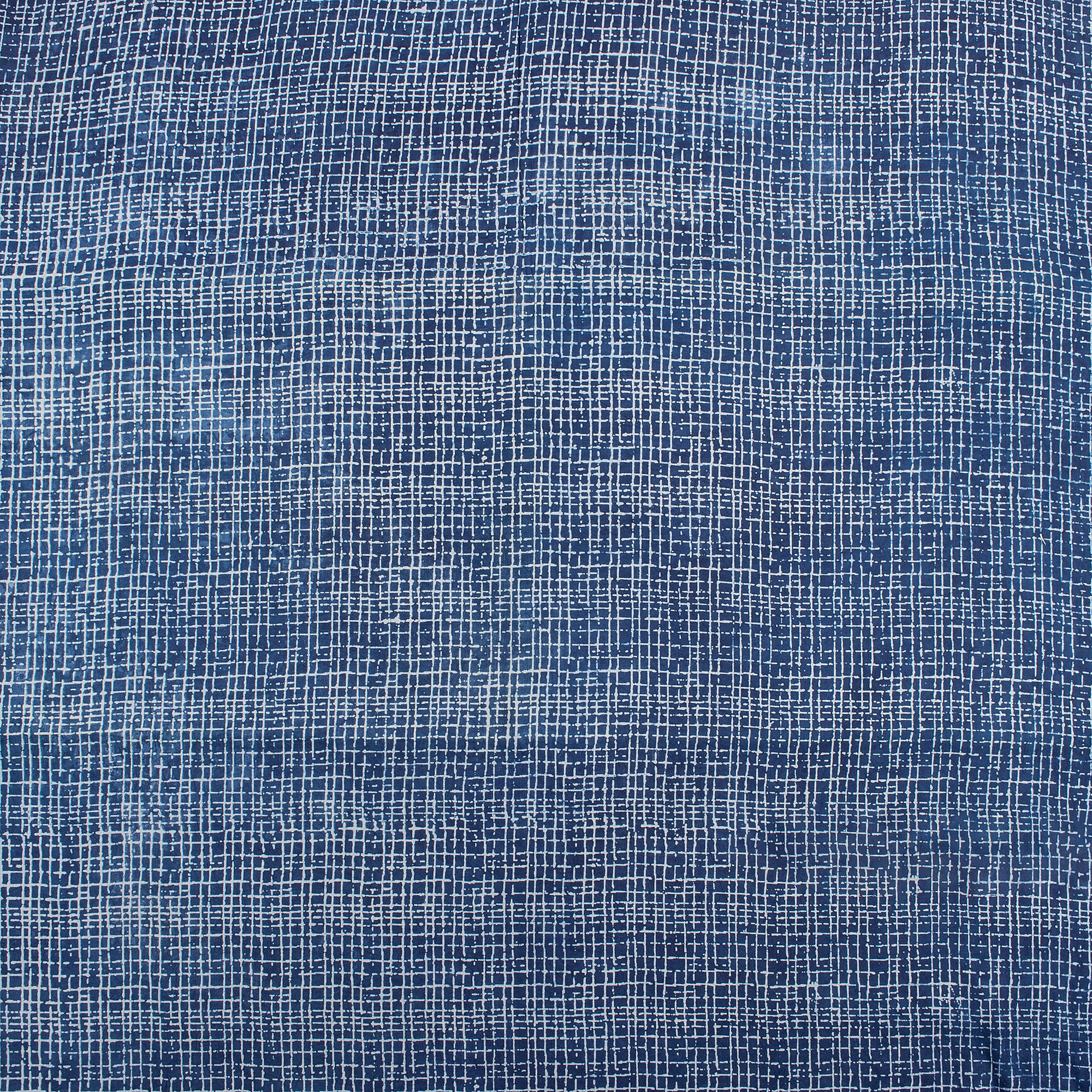 Indian Indigo Blue Handmade Block Printed Checks Running Fabric Cloth - Image 4