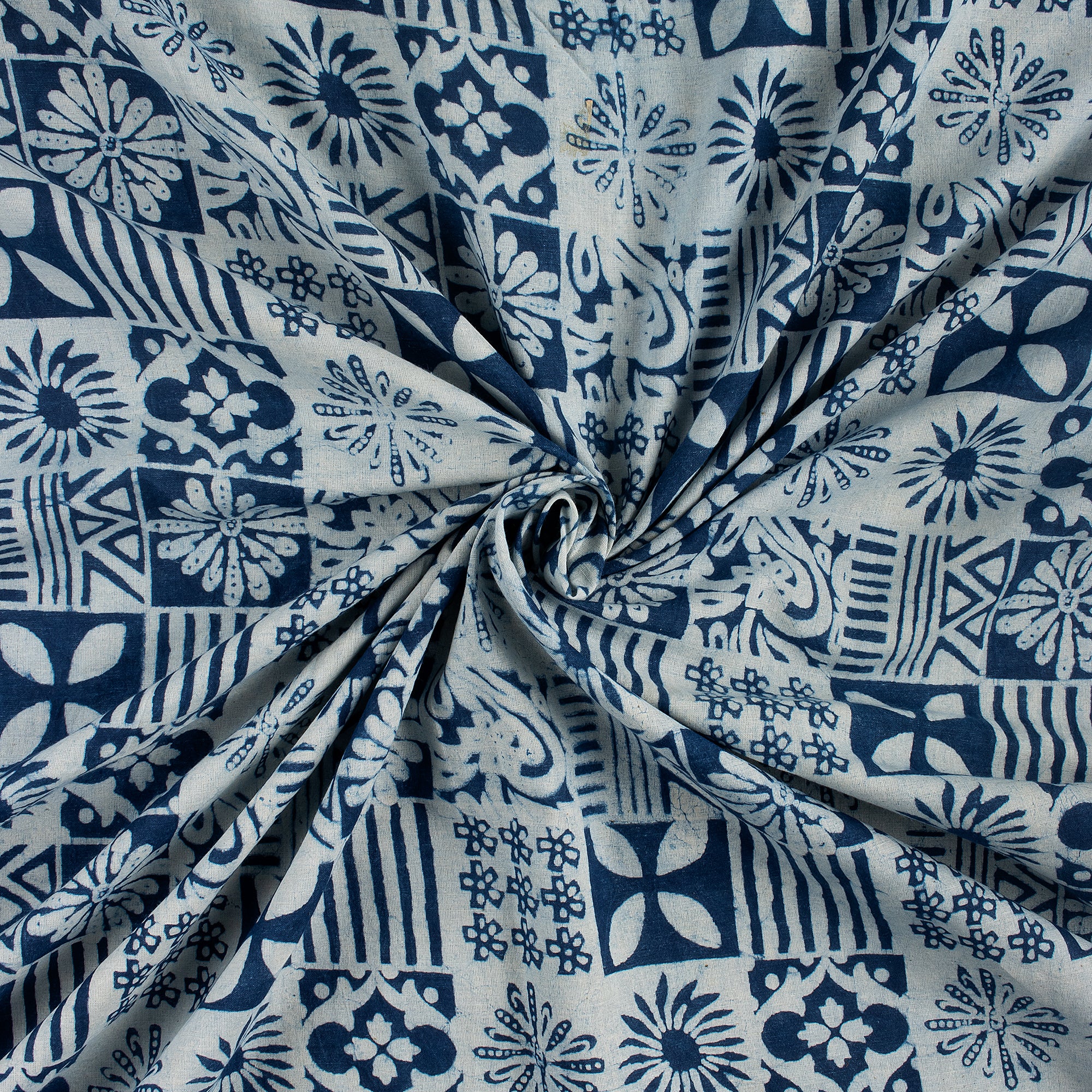 Premium Quality Indigo Blue Block Print Fabric - Image 2