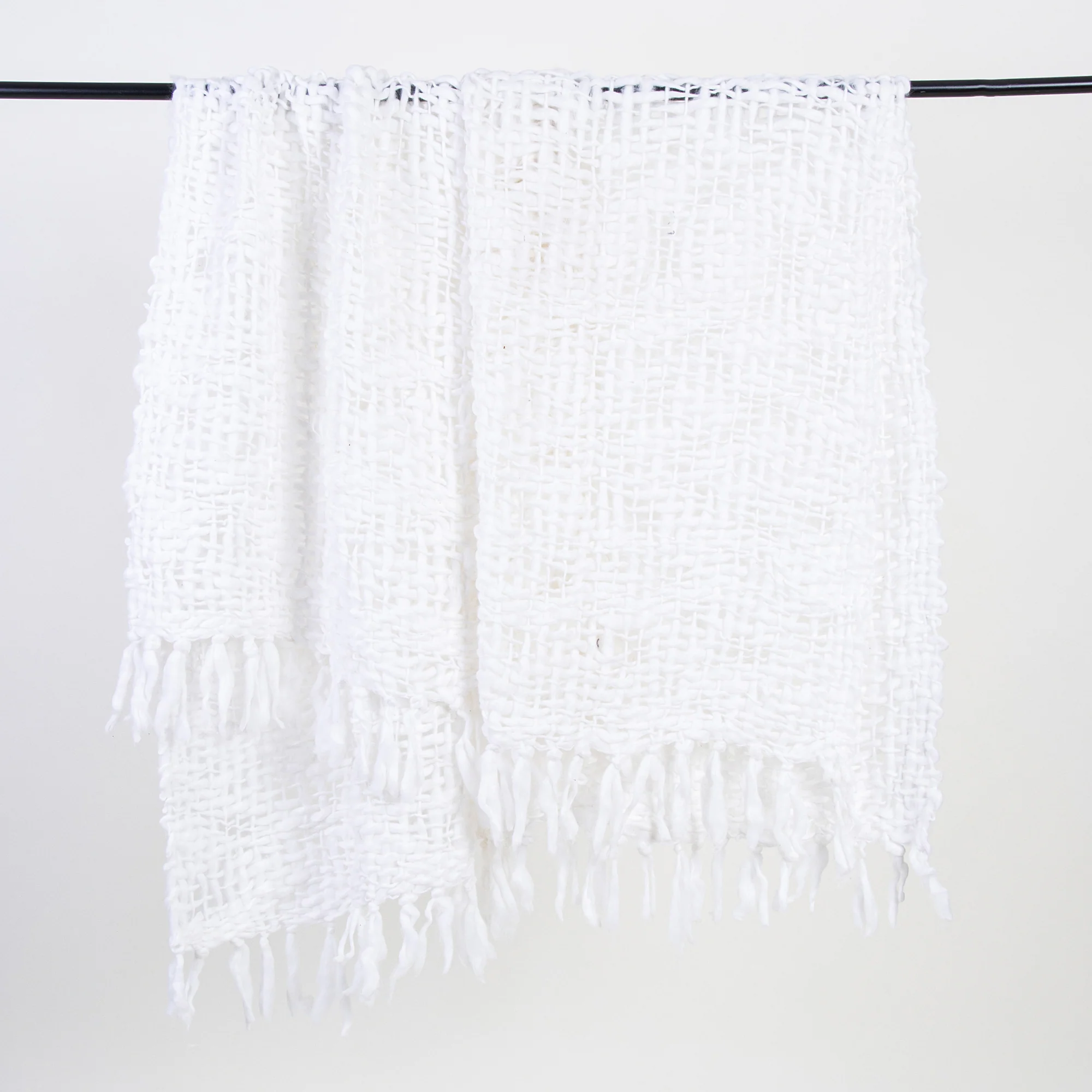 Luxurious White Reversible Indian Pure Cotton Soft Hand Woven Throw Blanket - Image 5