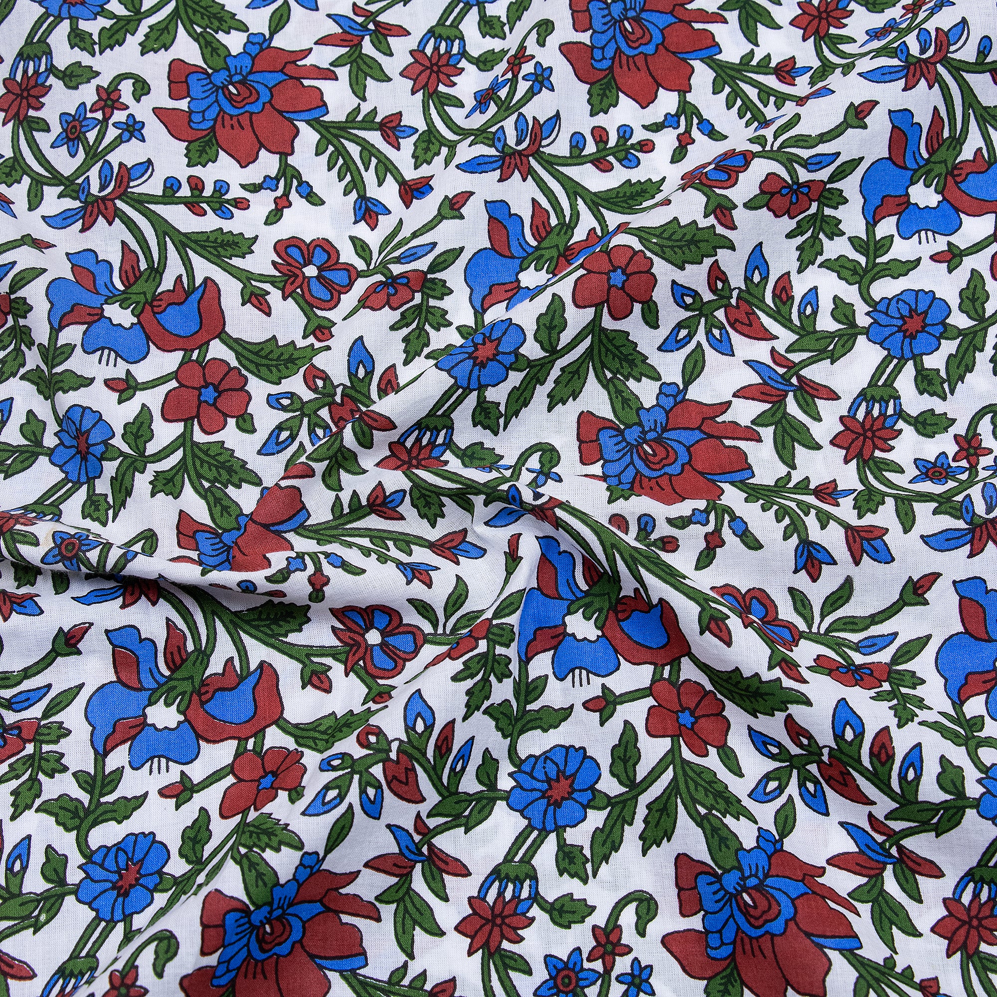 Natural Dye Block Printed Multicolor Floral Cotton Eco Friendly Fabric - Image 2