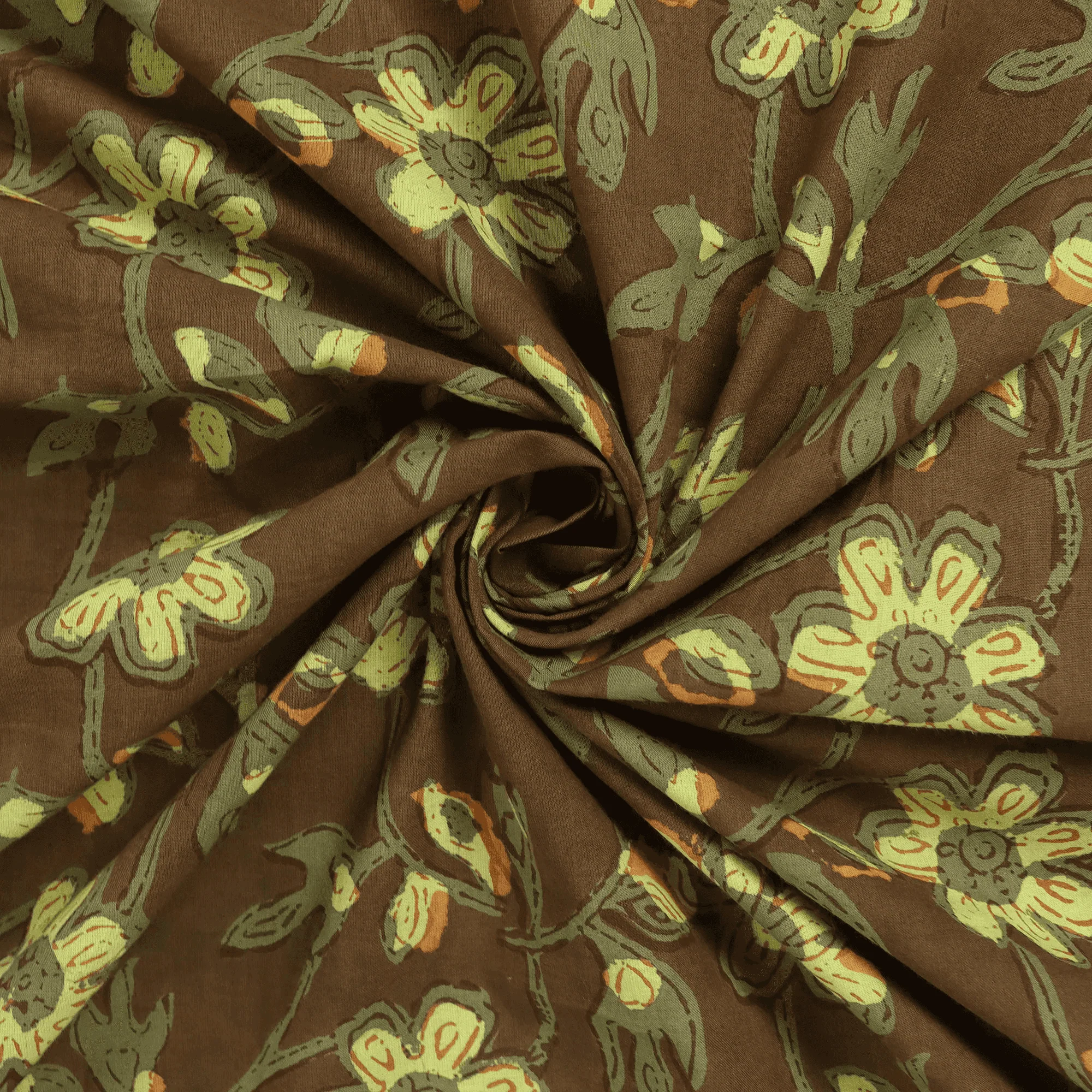 Premium Hand Block Printed Cotton Dabu Fabric - Image 4