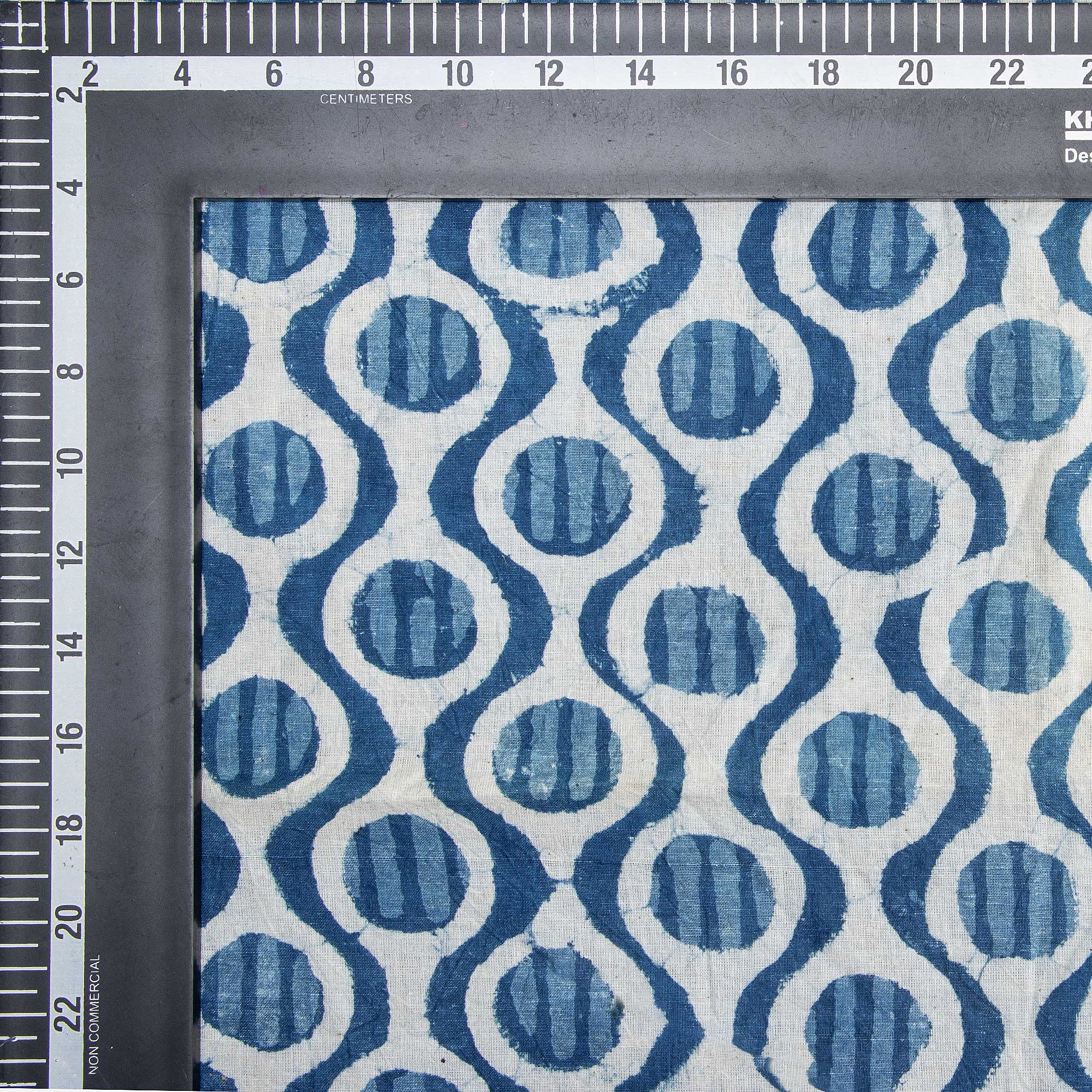 Geometrical Indigo Blue Indian Hand Block Printed Cotton Voile Fabric - Image 6