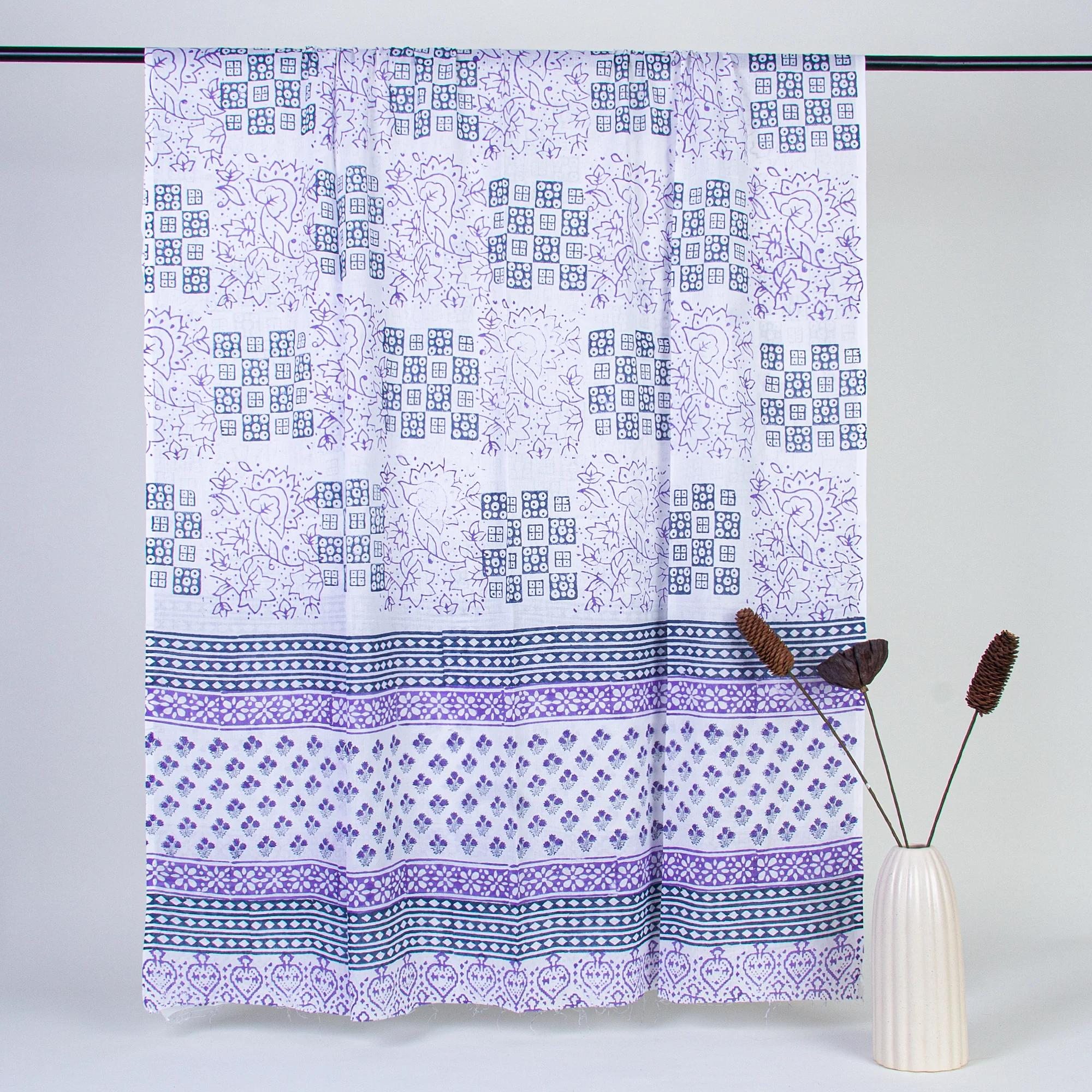 Unstitched salwar Suit Set Cotton Dupatta Purple geometrical Design - Image 3