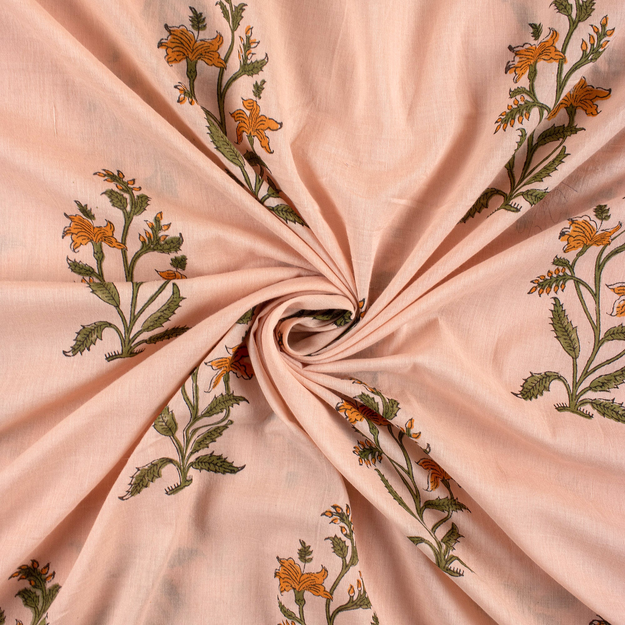 Pure Cotton Hand Block Boota Printed Indian Fabric - Image 2