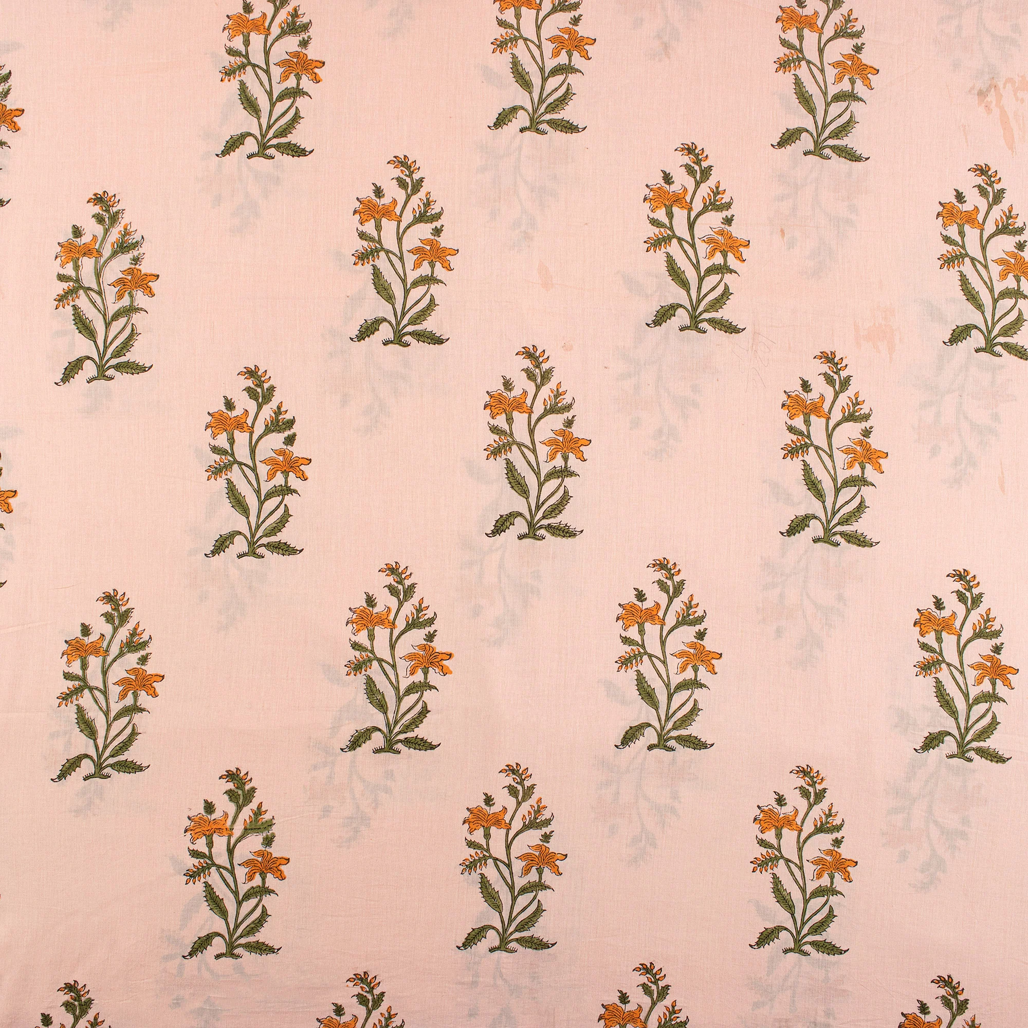 Pure Cotton Hand Block Boota Printed Indian Fabric - Image 5