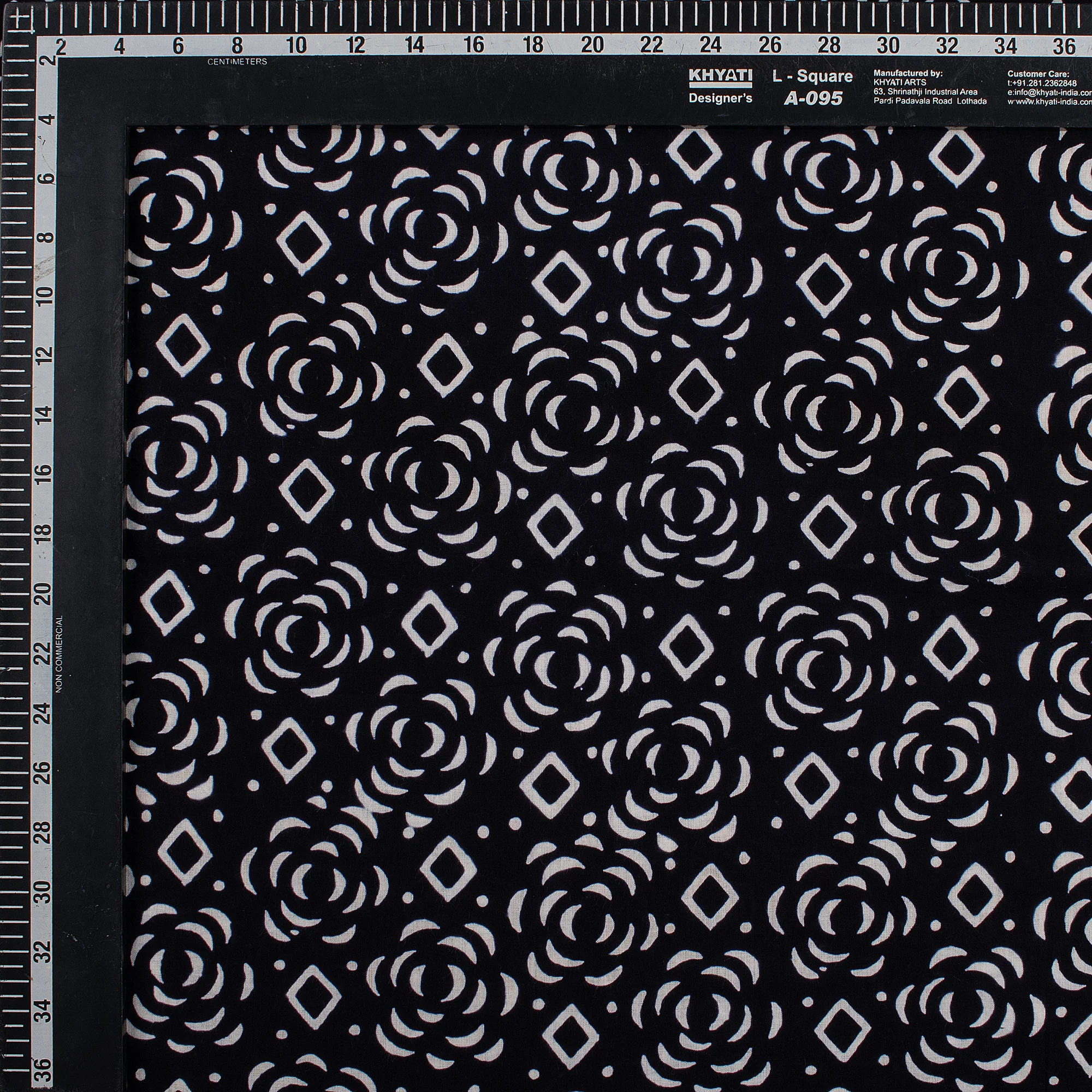 Pure Cotton Hand Block Printed Black & White Fabric - Image 2