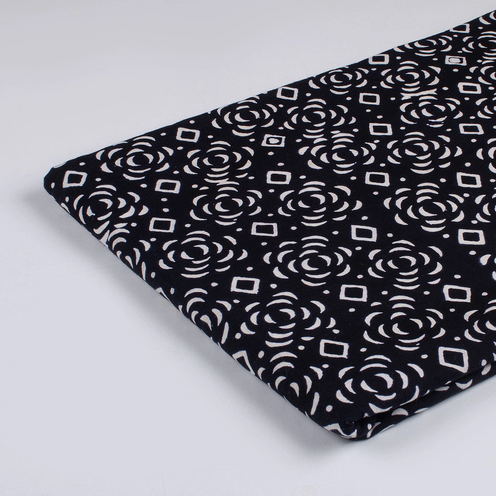 Pure Cotton Hand Block Printed Black & White Fabric - Image 3