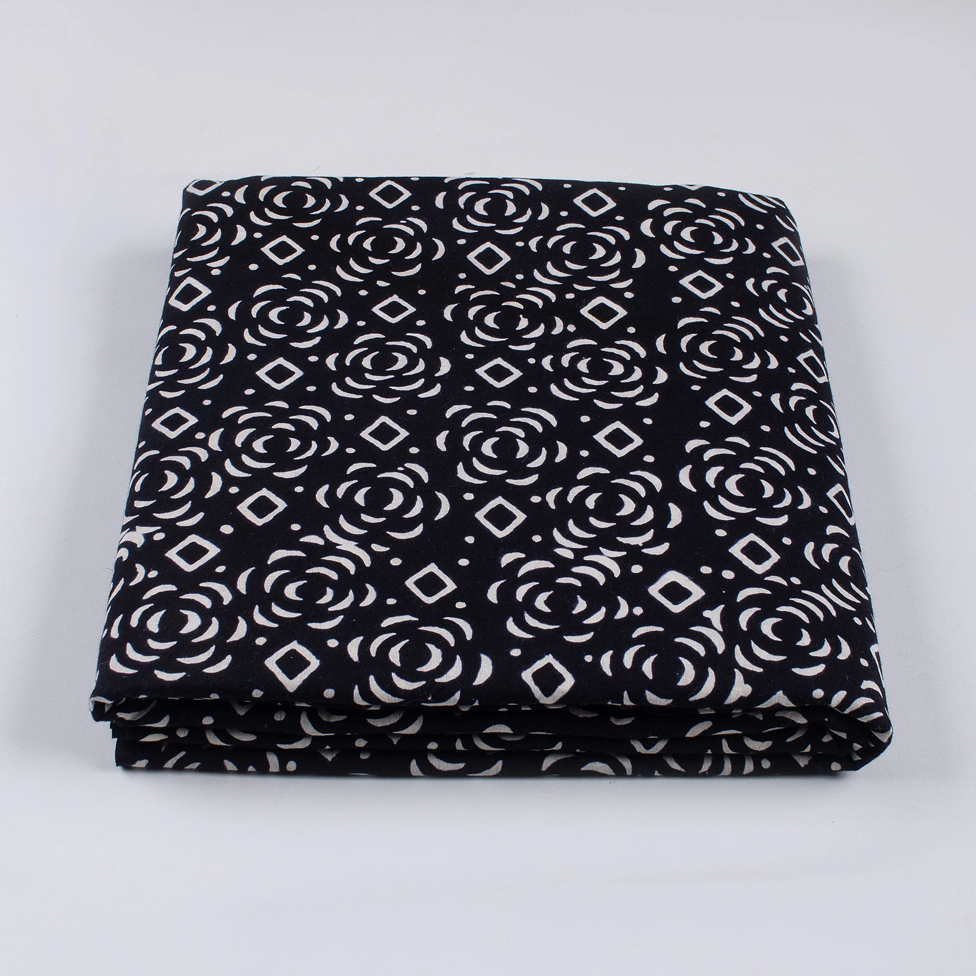 Pure Cotton Hand Block Printed Black & White Fabric - Image 5
