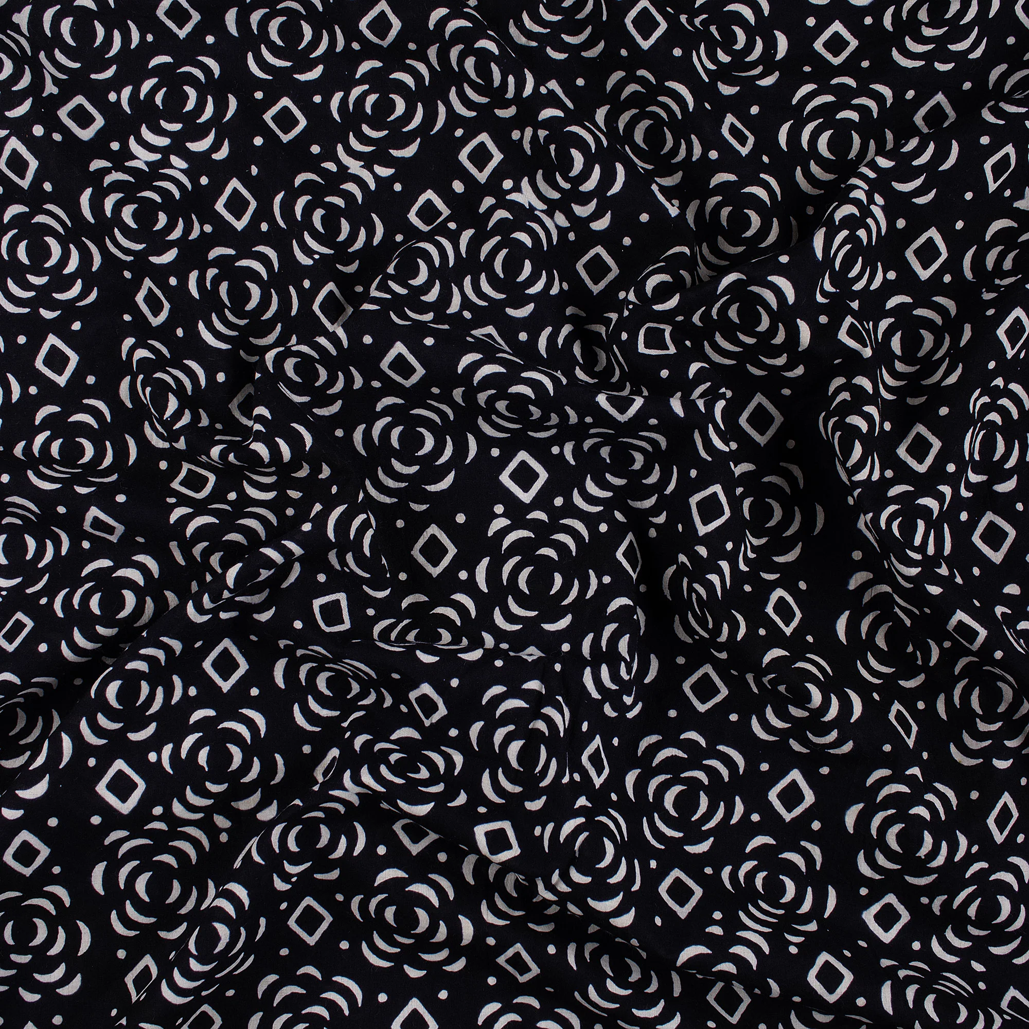 Pure Cotton Hand Block Printed Black & White Fabric - Image 6