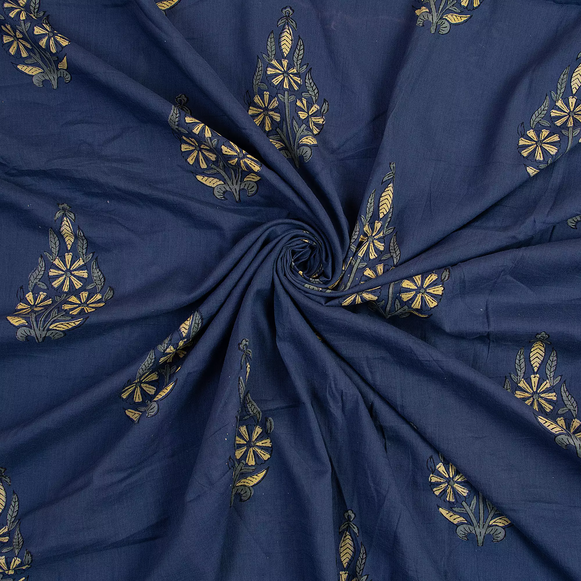 Pure Cotton Hand Block Printed Running Discharge Fabric - Image 4