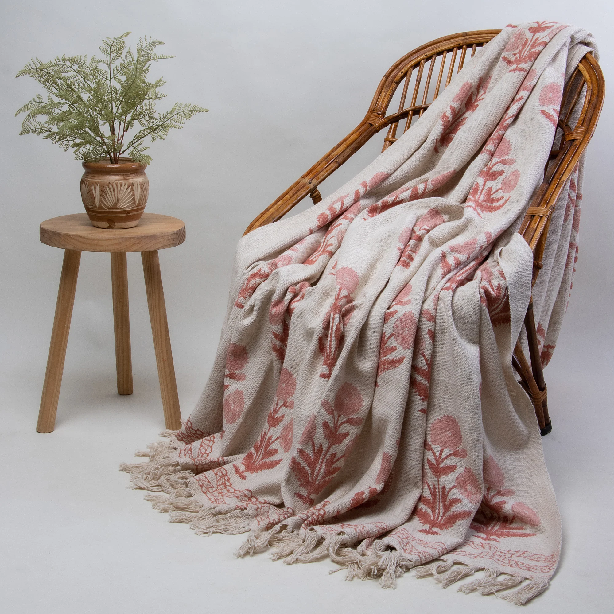 Boota Pure Cotton Hand Block Printed Sofa Throw Blanket - Image 4