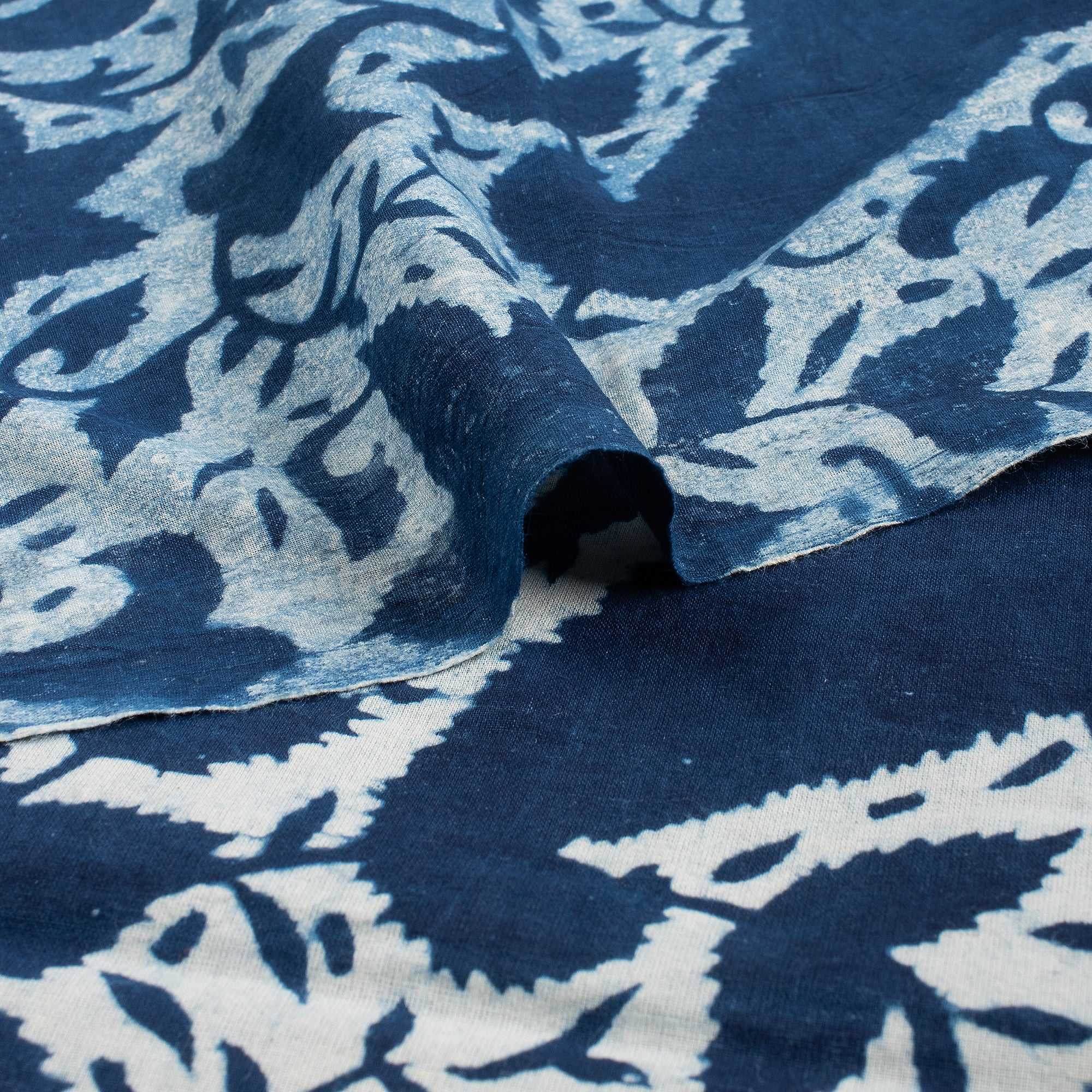 Pure Cotton Hand Printed Indigo Fabric - Image 3