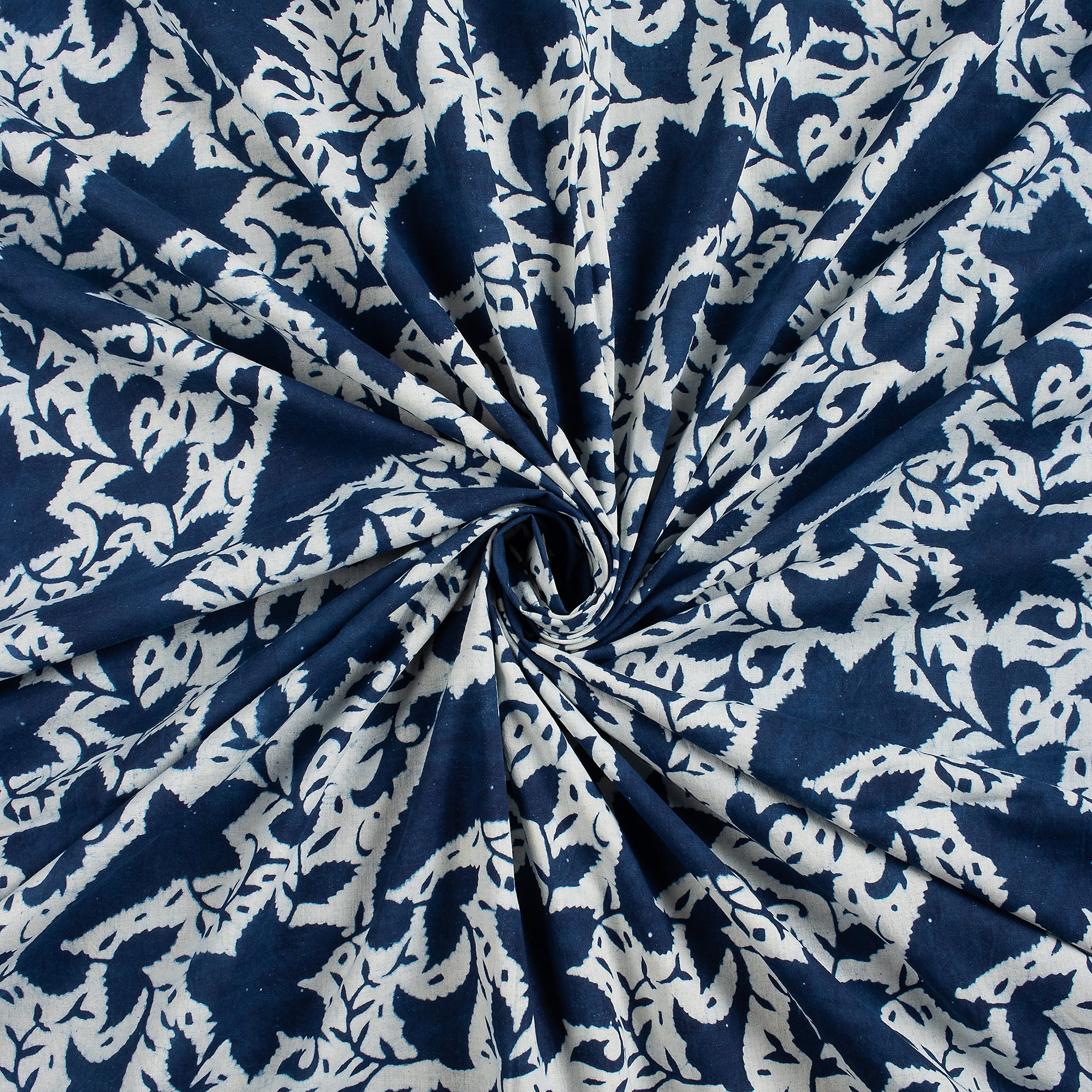 Pure Cotton Hand Printed Indigo Fabric - Image 4