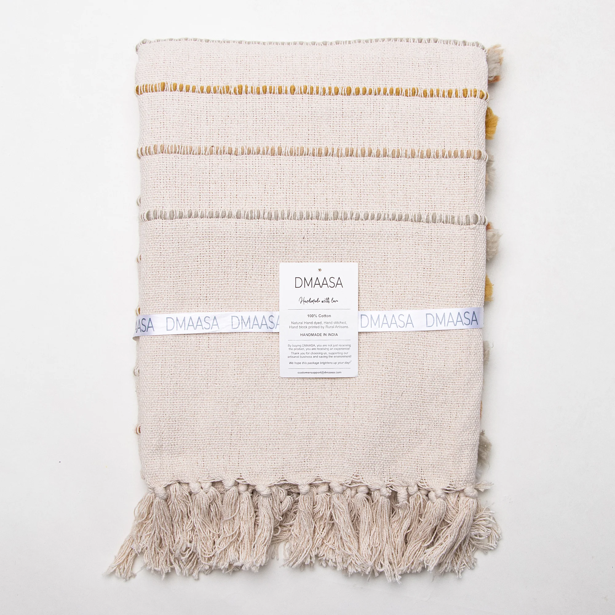 Indian Handmade Cotton Woven Throw Blanket - Image 3