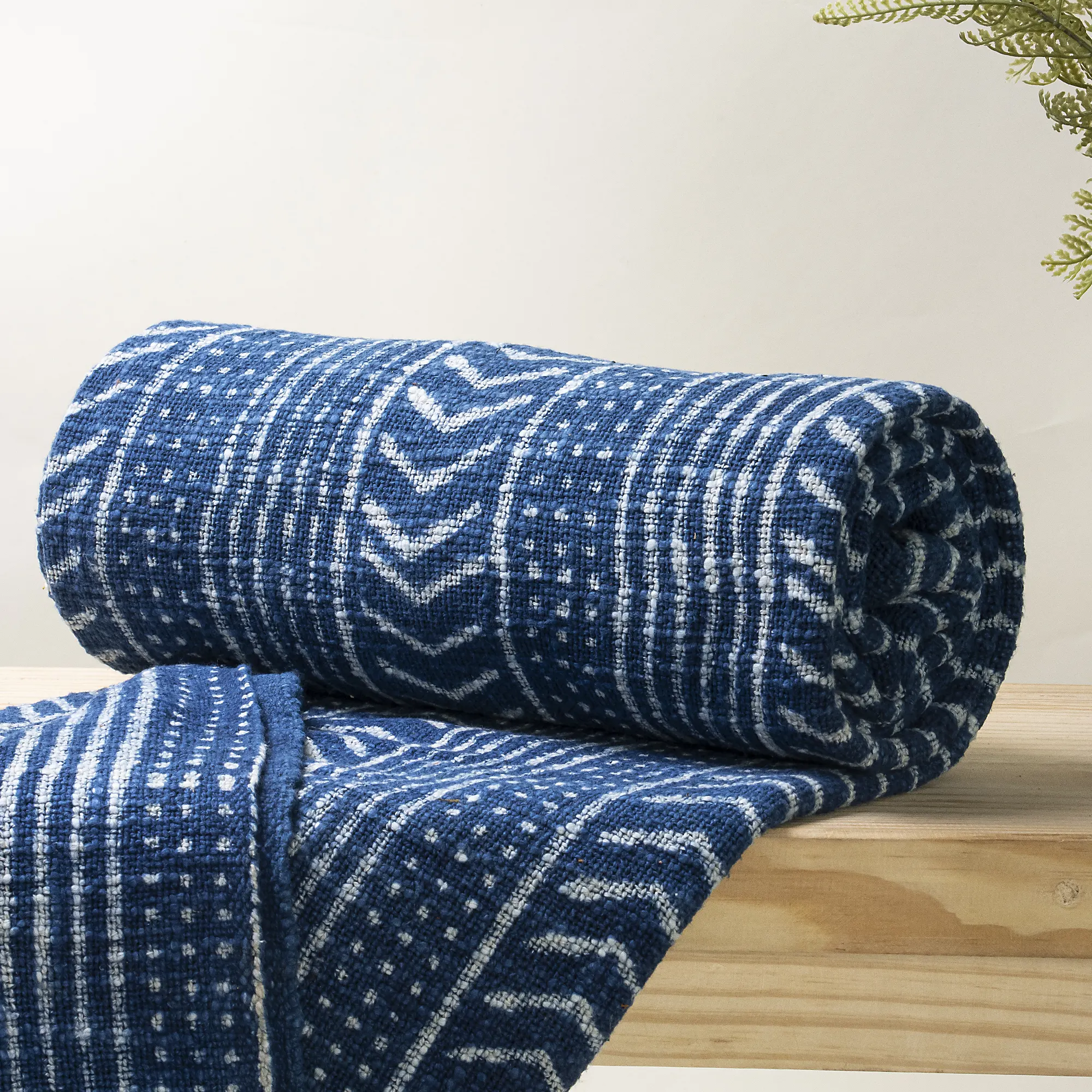 Indigo Hand Block Printed Pure Cotton Throw Blankets for Couch - Image 5