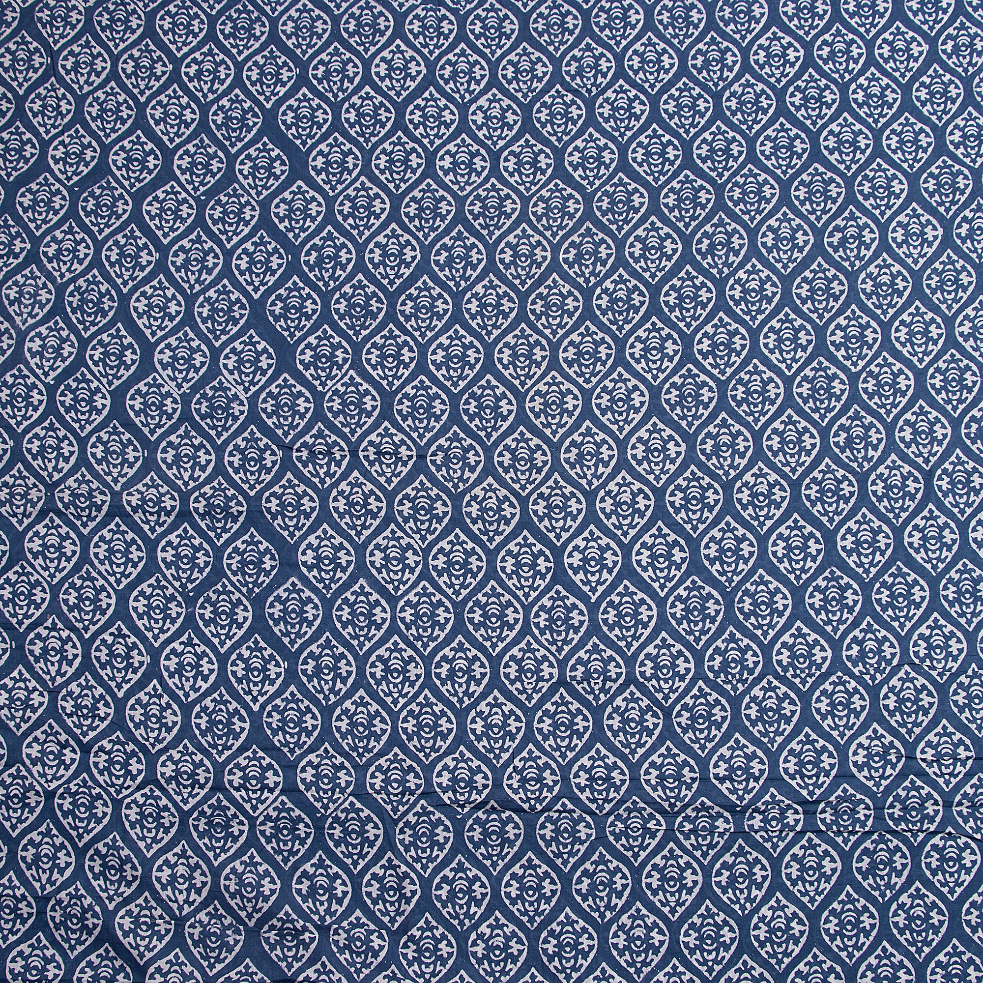 Pure Cotton Indigo Blue Hand Printed Geometrical Kaftan Fabric Cloth - Image 5