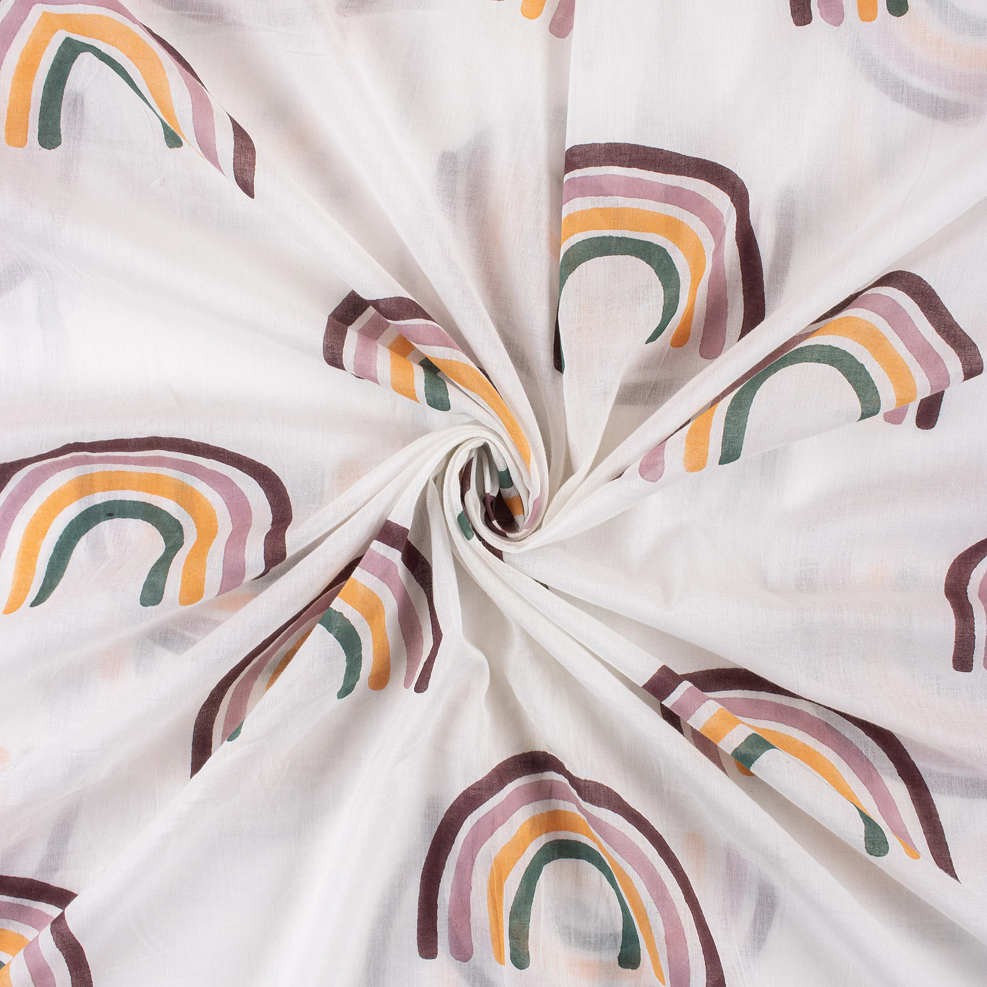 Pure Cotton Rainbow Block Print Fabric By The Yard - Image 3