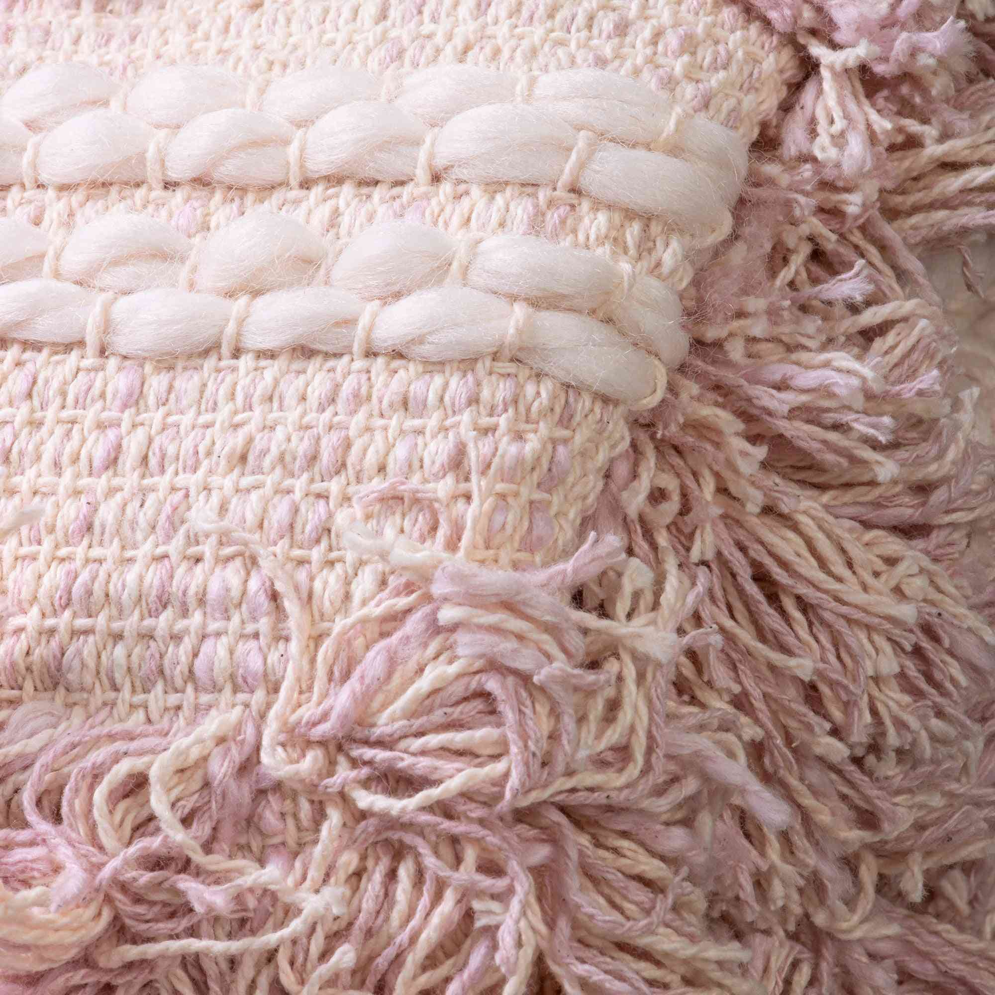 Organic Handcrafted Pink Pure Cotton Tufted Throw Blanket for Sofa - Image 3