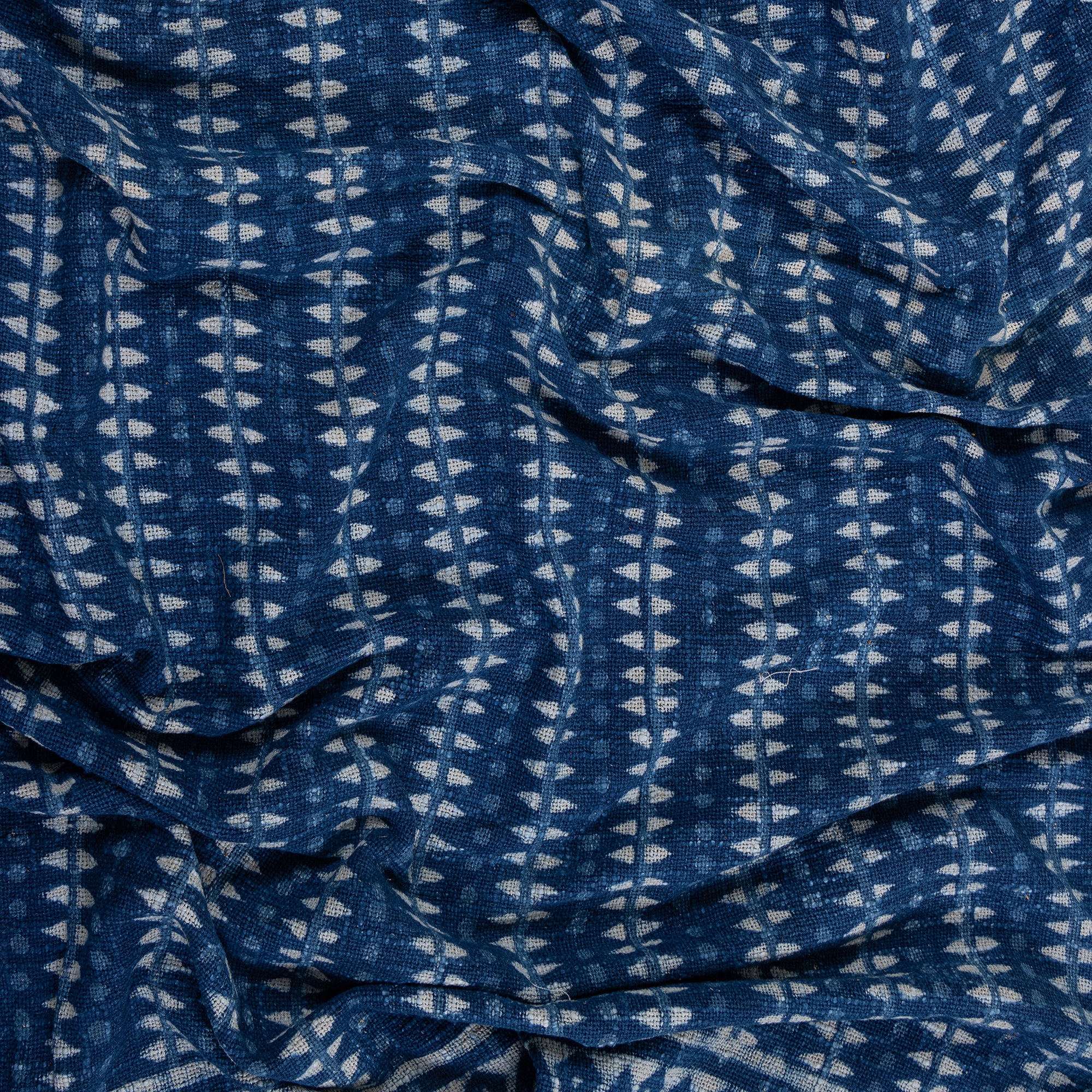 Bohemian Indigo Hand Block Printed Cotton Throw Blanket - Image 3