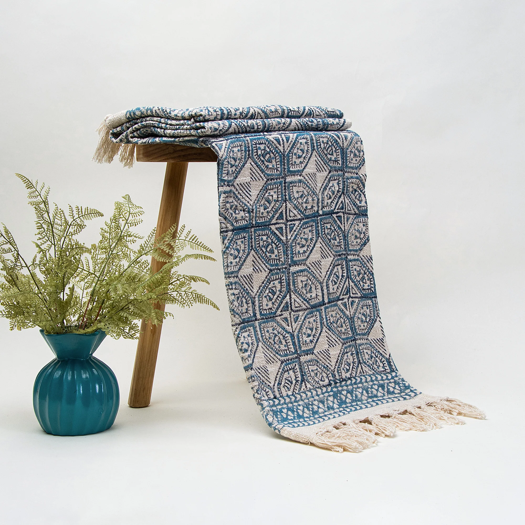 Hand Block Printed Pure Cotton Throw Blankets for Sofa - Image 11