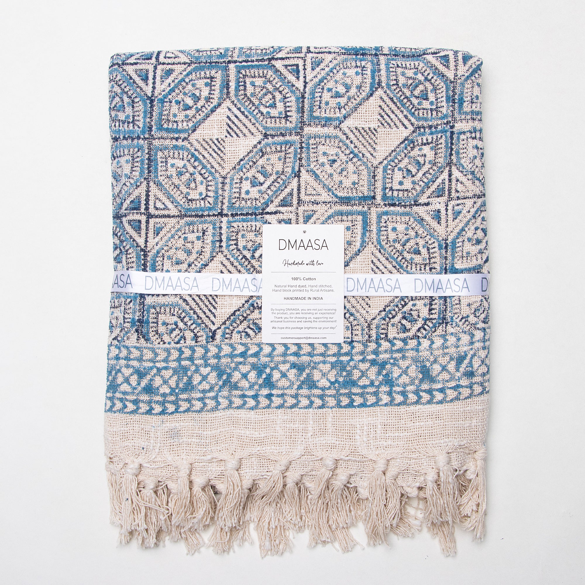 Hand Block Printed Pure Cotton Throw Blankets for Sofa - Image 9