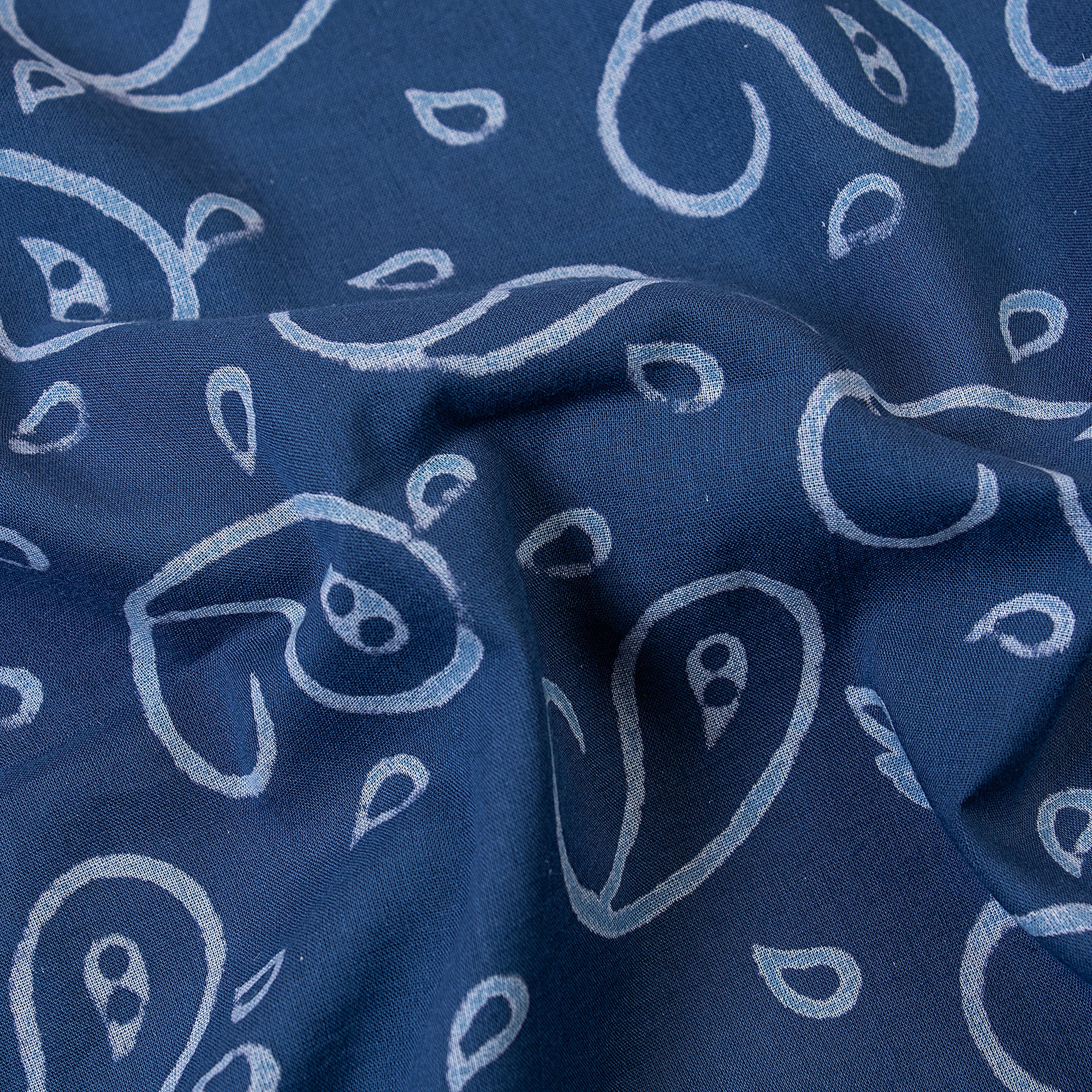 Paisley Hand Printed Cotton Indigo Blue Quilted Fabric Cloth - Image 3