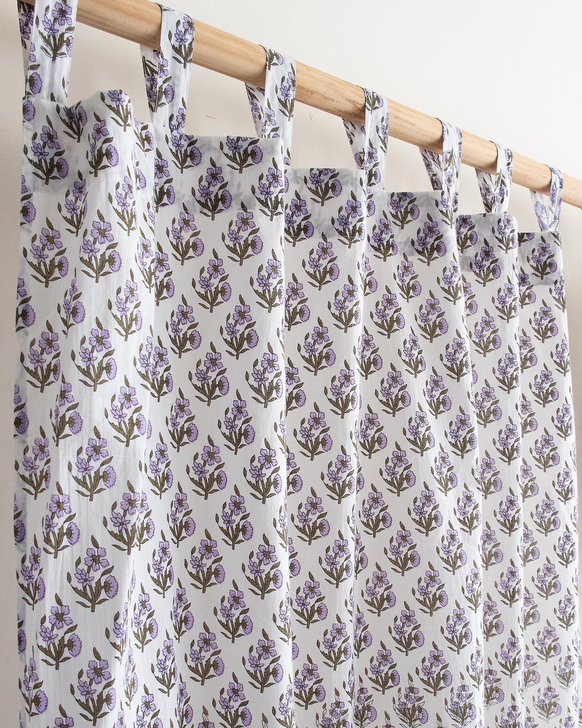 Purple Floral Block Prined Cotton Curtain for Door