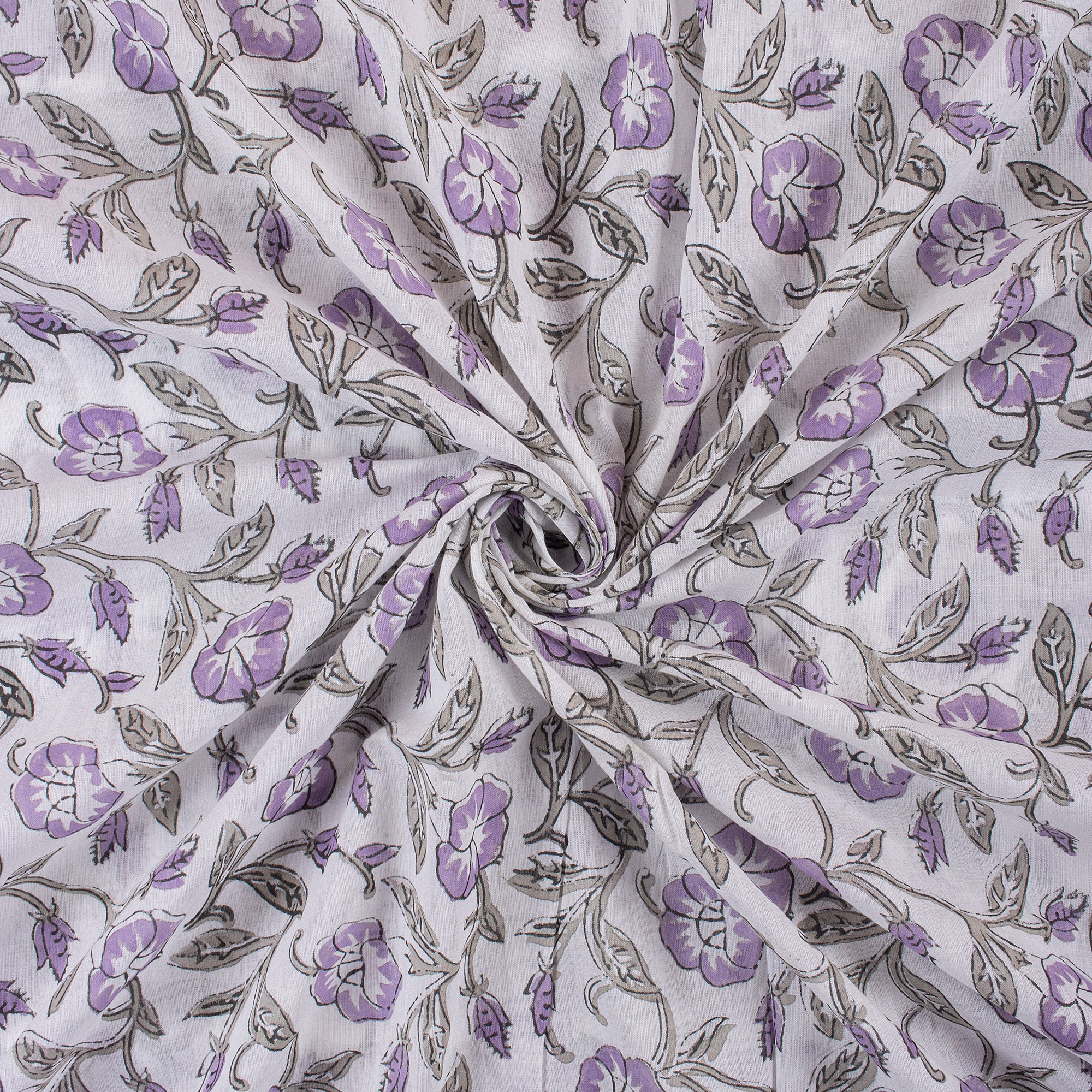 Floral Indain Hand Block Print Fabric - Image 2