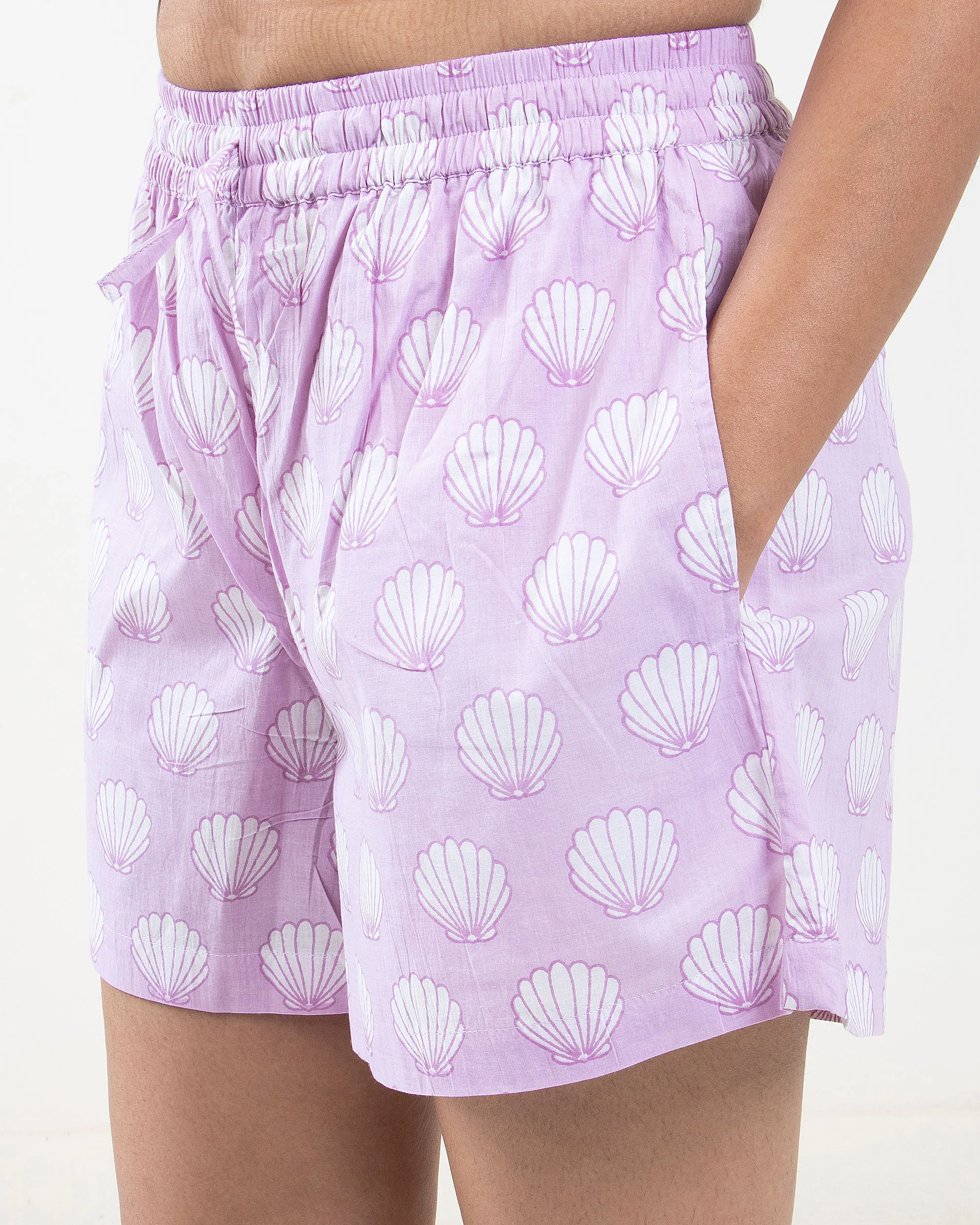 Purple Hand Printed Cotton Cord Set for Ladies - Image 5