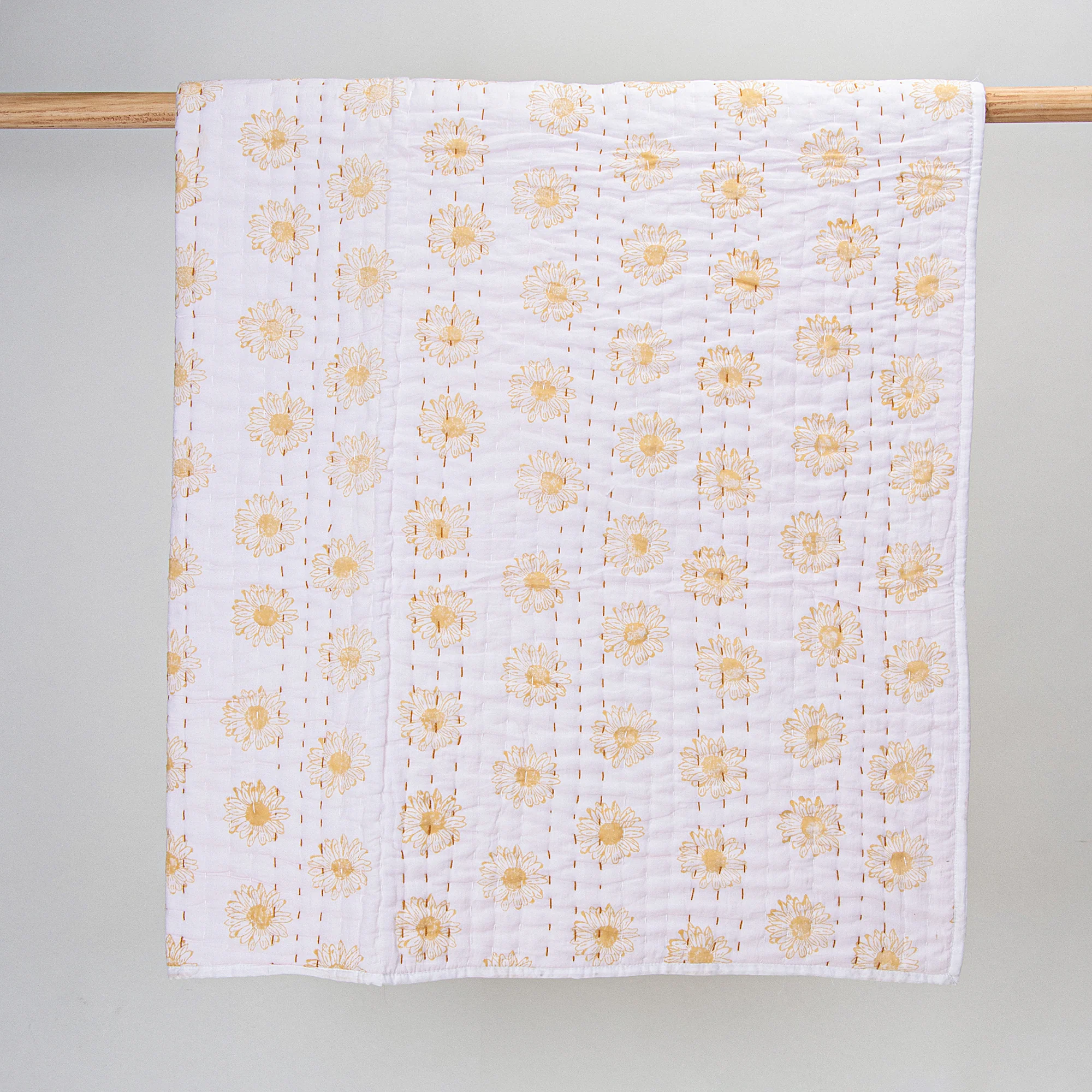 Floral Hand Stitched Pure Cotton Indian Block Print Baby Quilts - Image 2