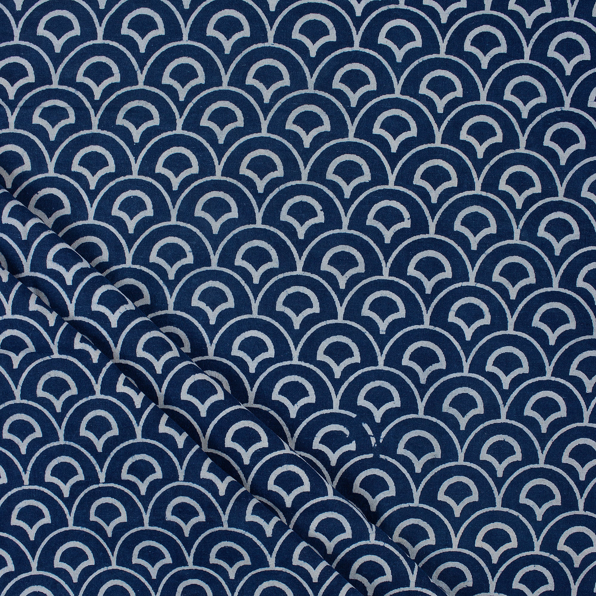 Geometrical Indian Handcrafted Indigo Blue Cotton Dress Material Fabric Cloth - Image 2