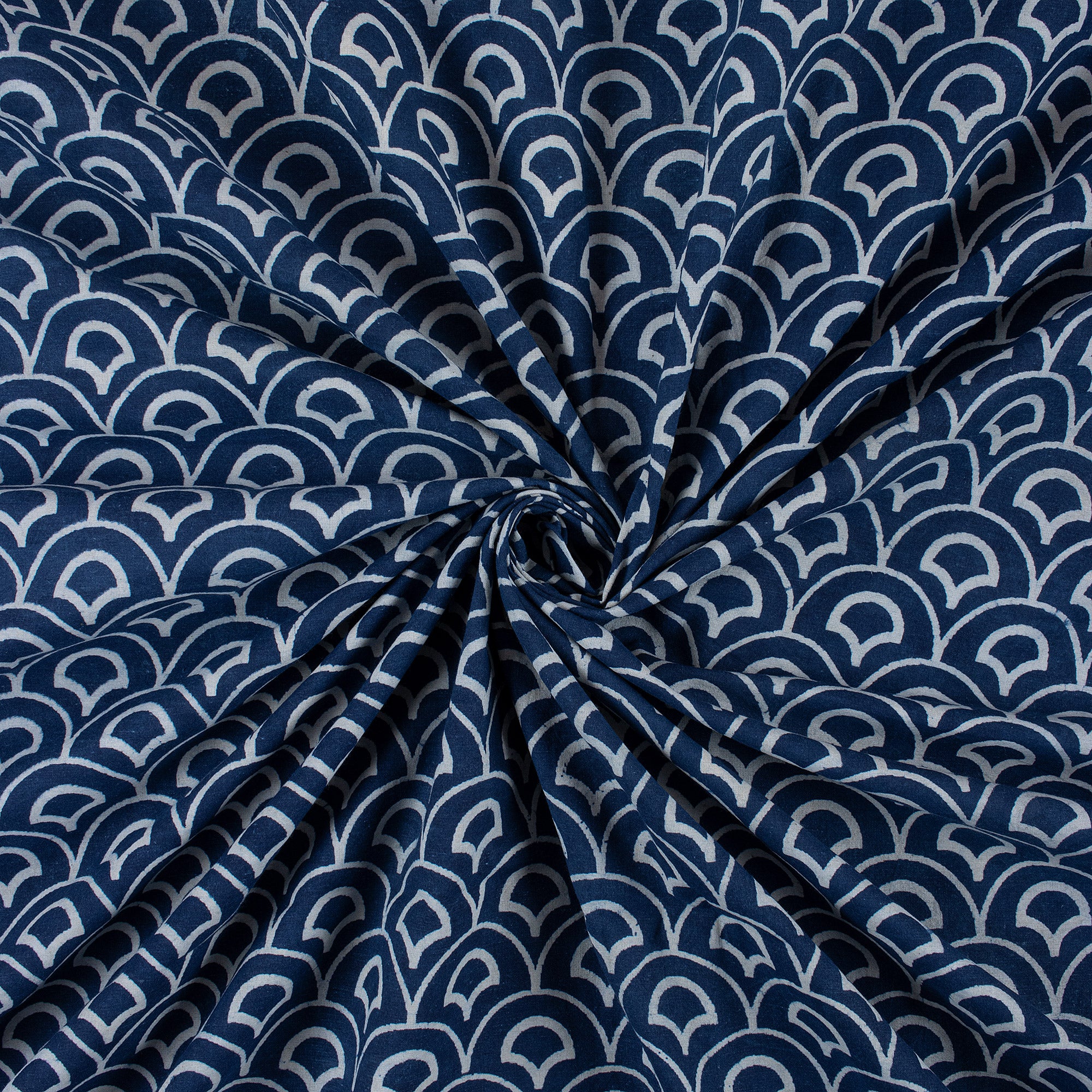Geometrical Indian Handcrafted Indigo Blue Cotton Dress Material Fabric Cloth - Image 3