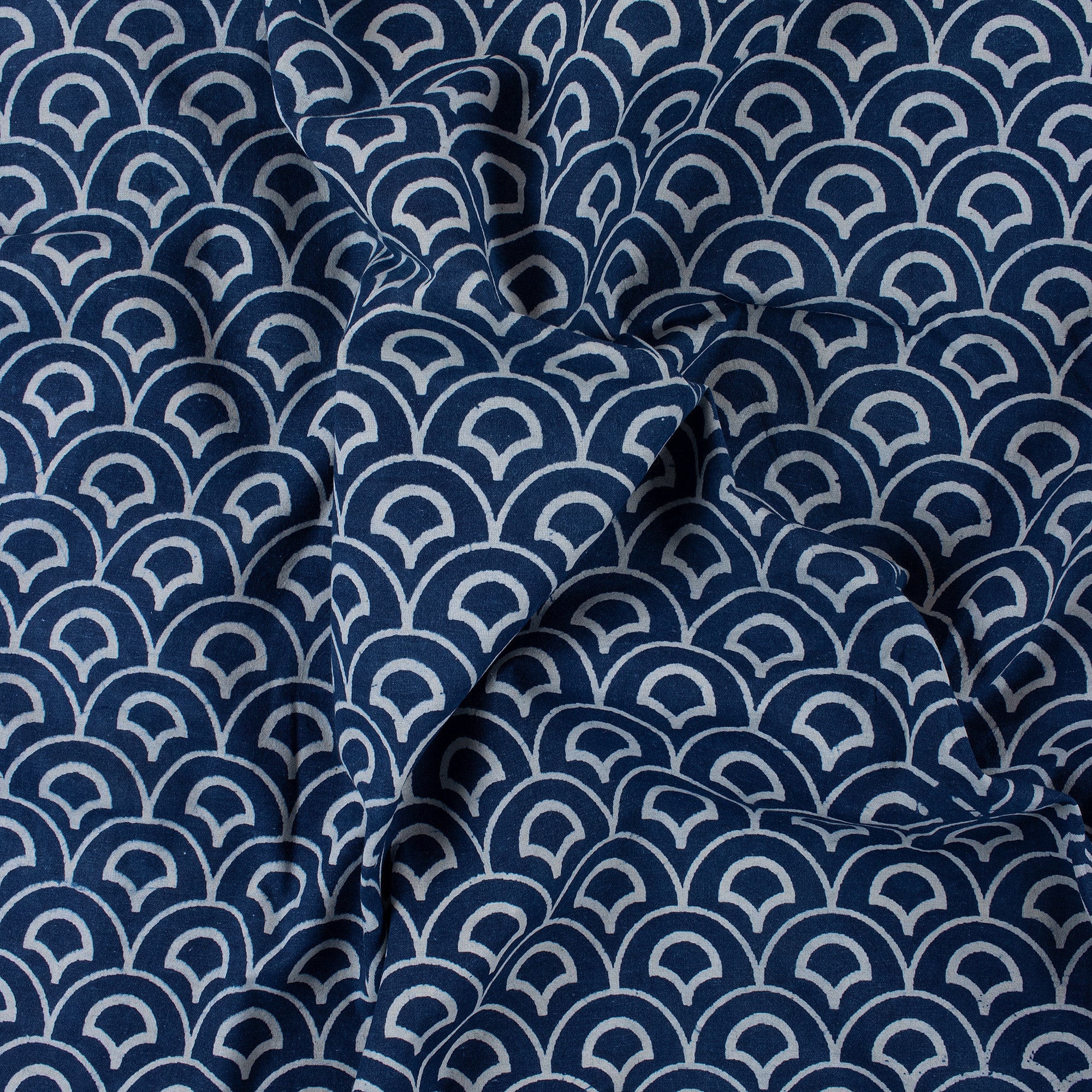 Geometrical Indian Handcrafted Indigo Blue Cotton Dress Material Fabric Cloth - Image 4