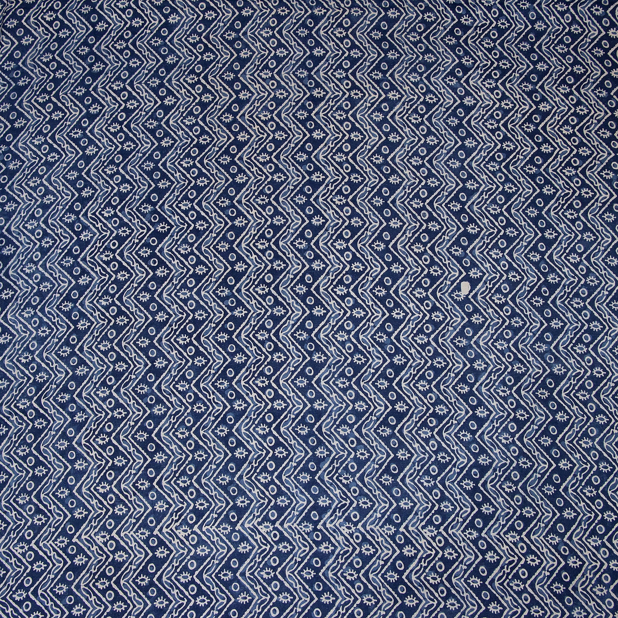 Mud Blocked Handcrafted Pure Cotton Indigo Blue Printed Running Fabrics - Image 3