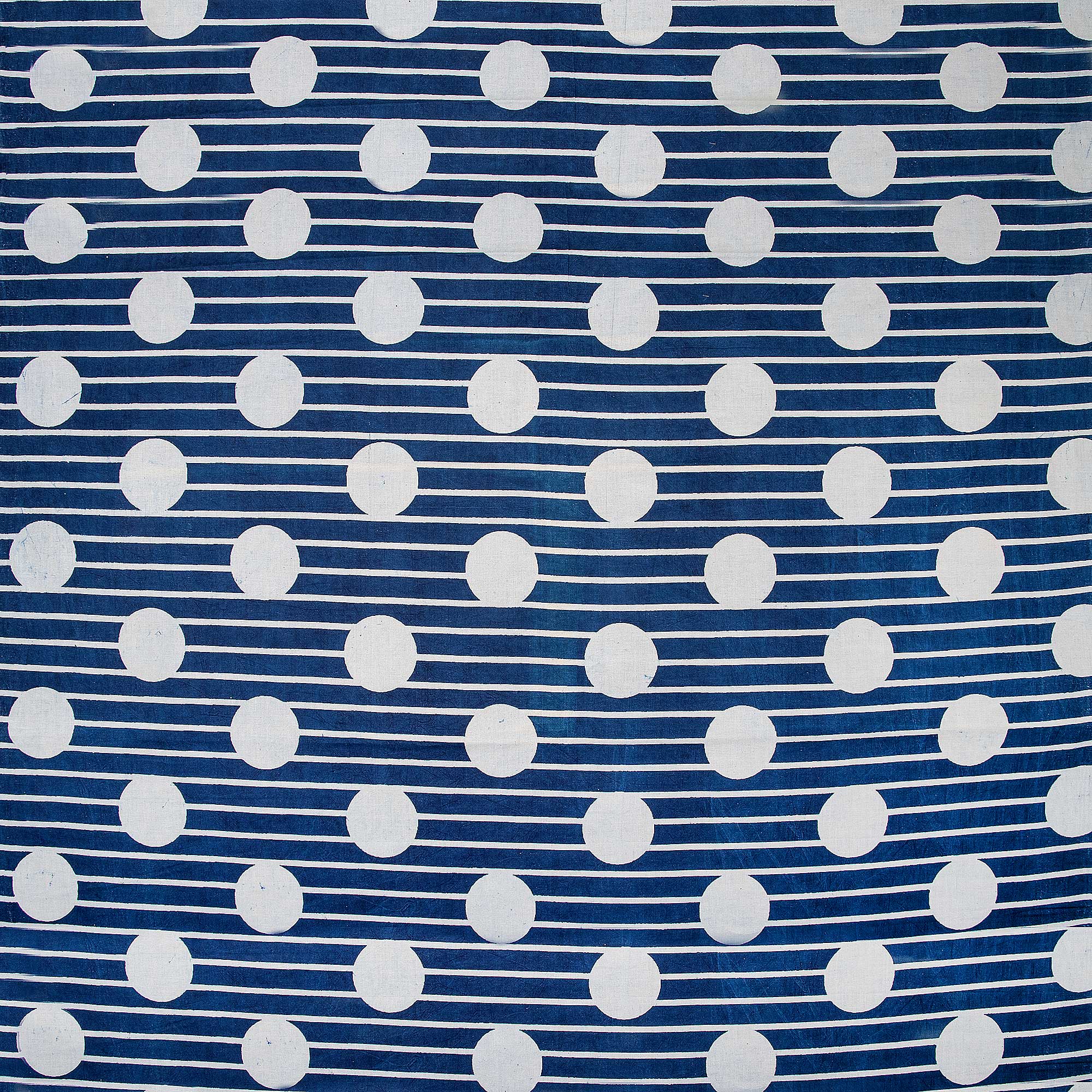 Indigo Blue Polka Dots Hand Printed Women's Dress Material Cotton Fabric Cloth - Image 2