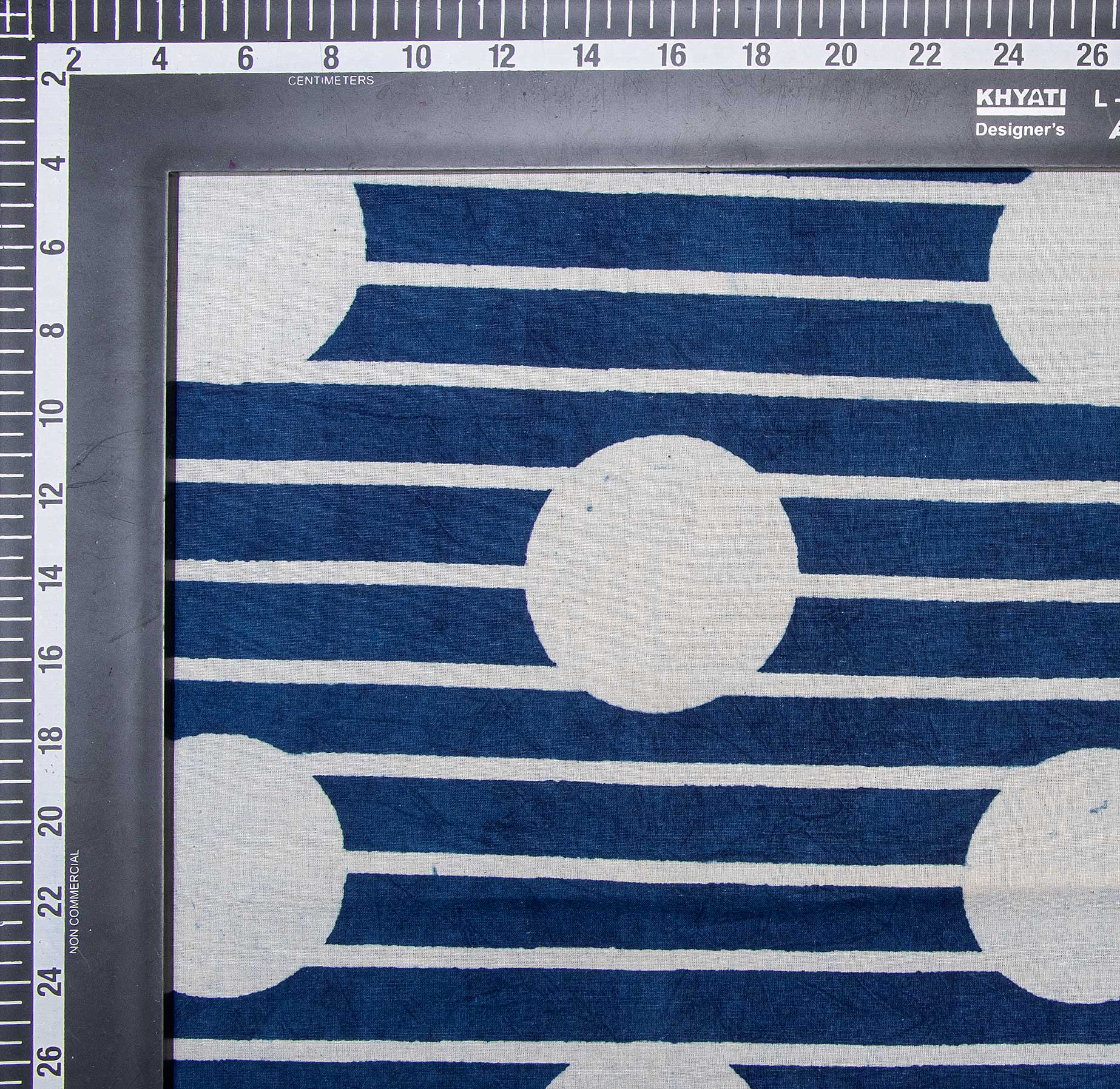 Indigo Blue Polka Dots Hand Printed Women's Dress Material Cotton Fabric Cloth - Image 3