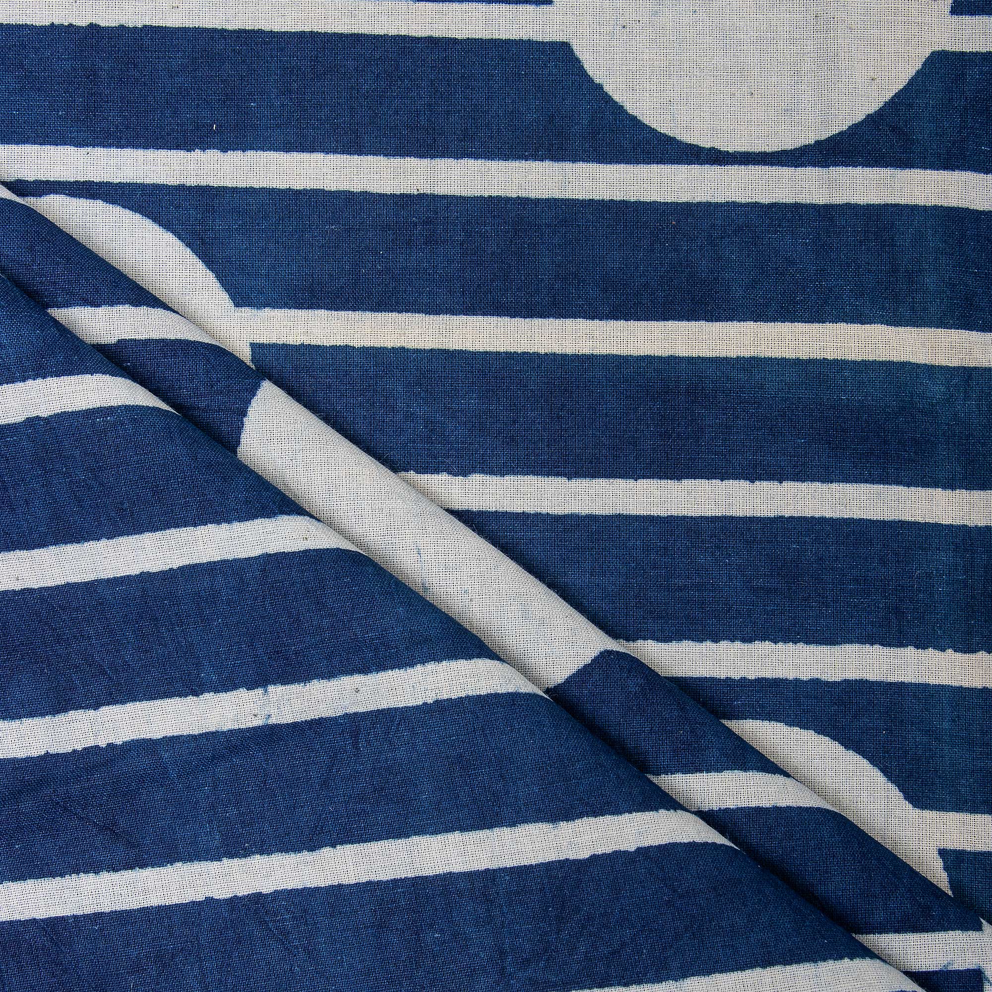 Indigo Blue Polka Dots Hand Printed Women's Dress Material Cotton Fabric Cloth - Image 4