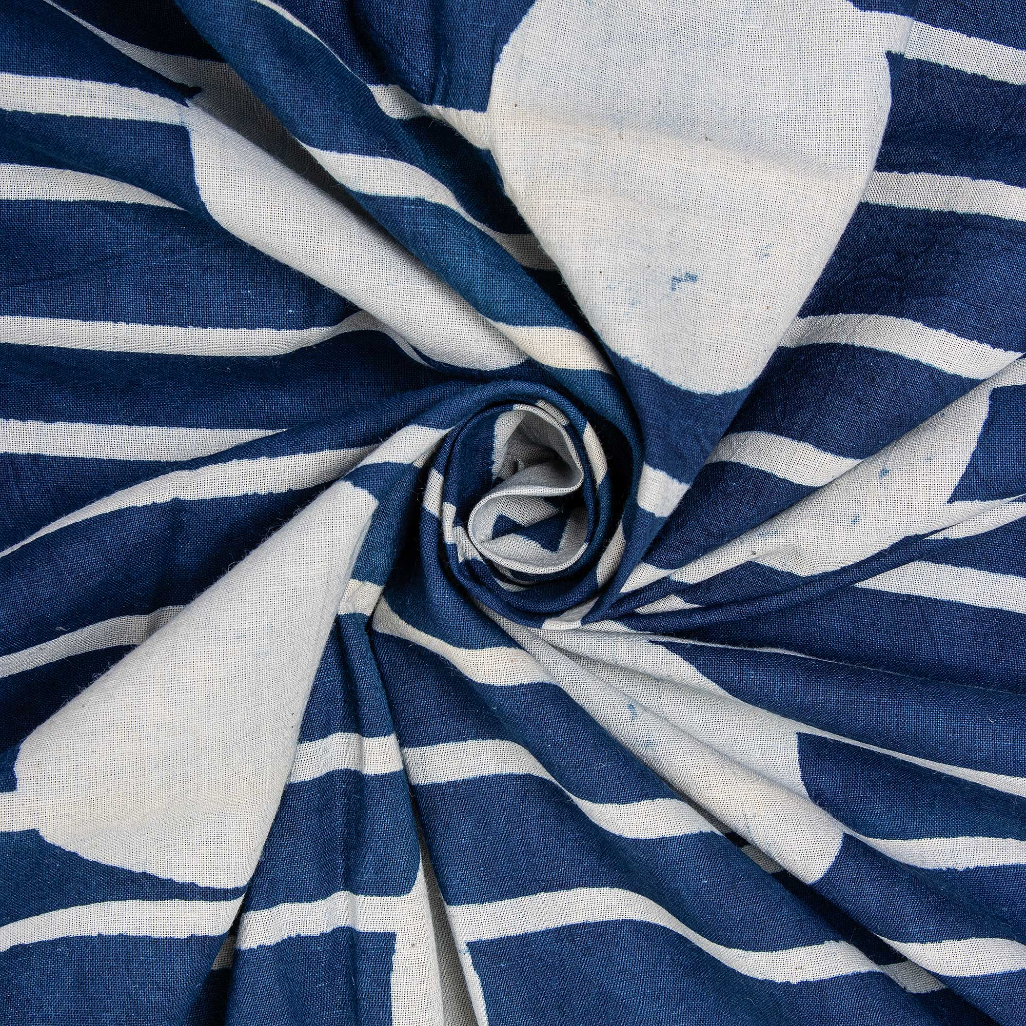 Indigo Blue Polka Dots Hand Printed Women's Dress Material Cotton Fabric Cloth - Image 6