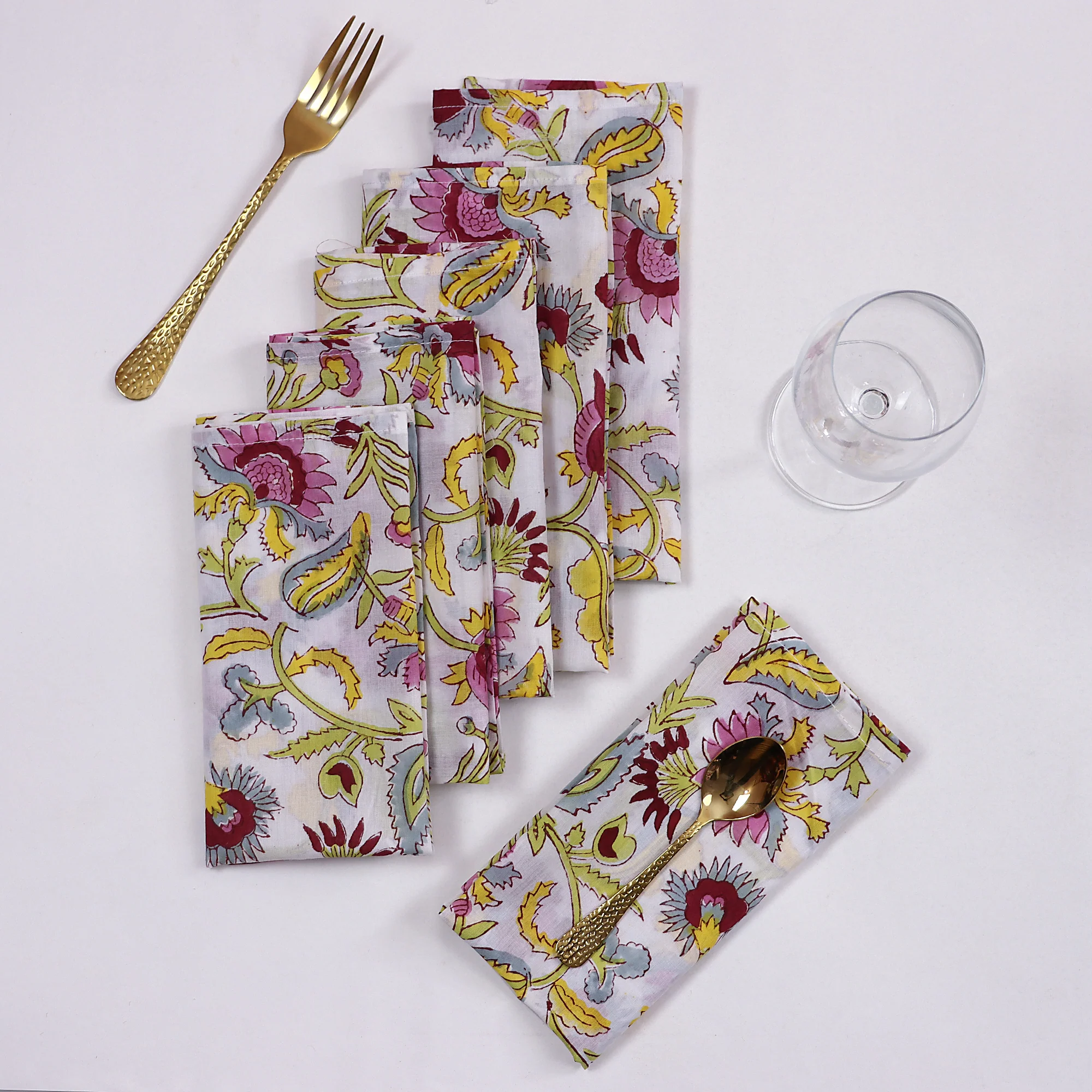 Organic Cotton Floral Dinner Table Napkin - Image 3