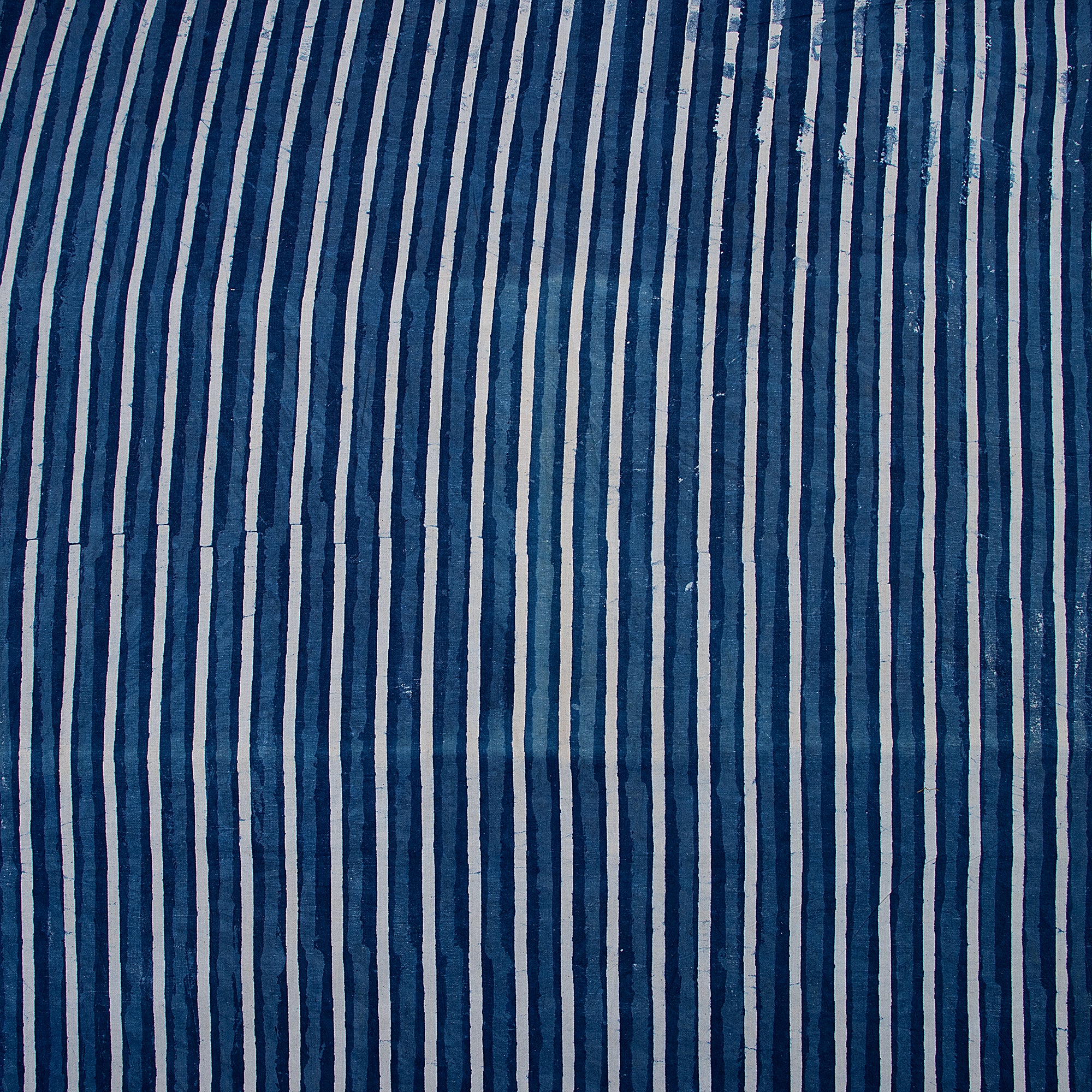 Indigo Blue Striped Hand Printed Soft Cotton Summer Dress Material Fabric - Image 6