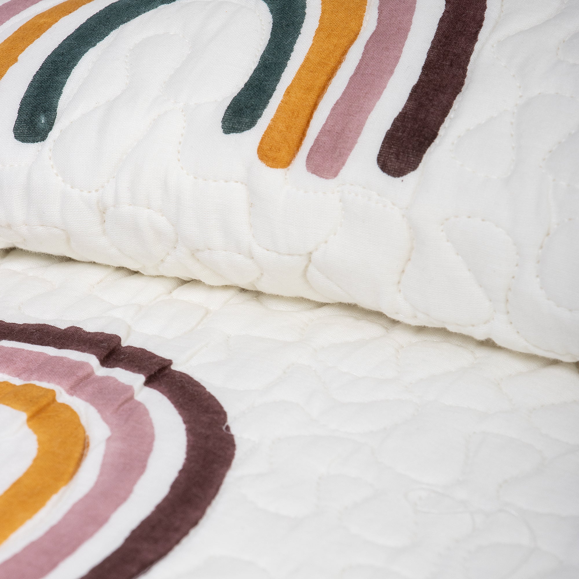 Rainbow Hand Block Printed Cotton Machine Quilts - Image 4