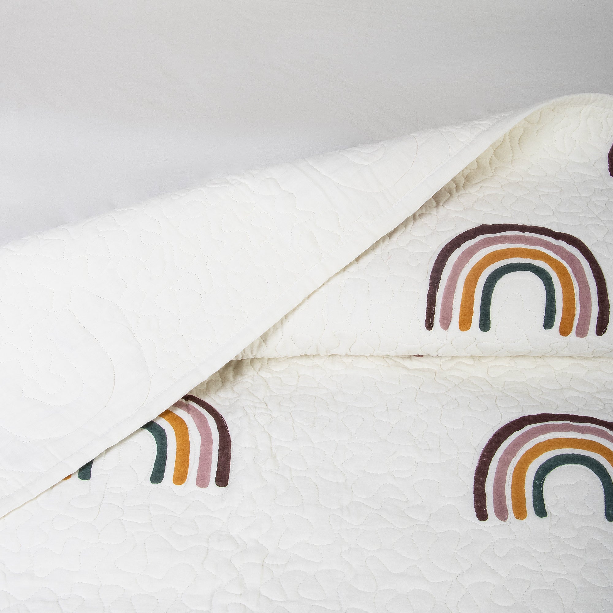 Rainbow Hand Block Printed Cotton Machine Quilts - Image 5