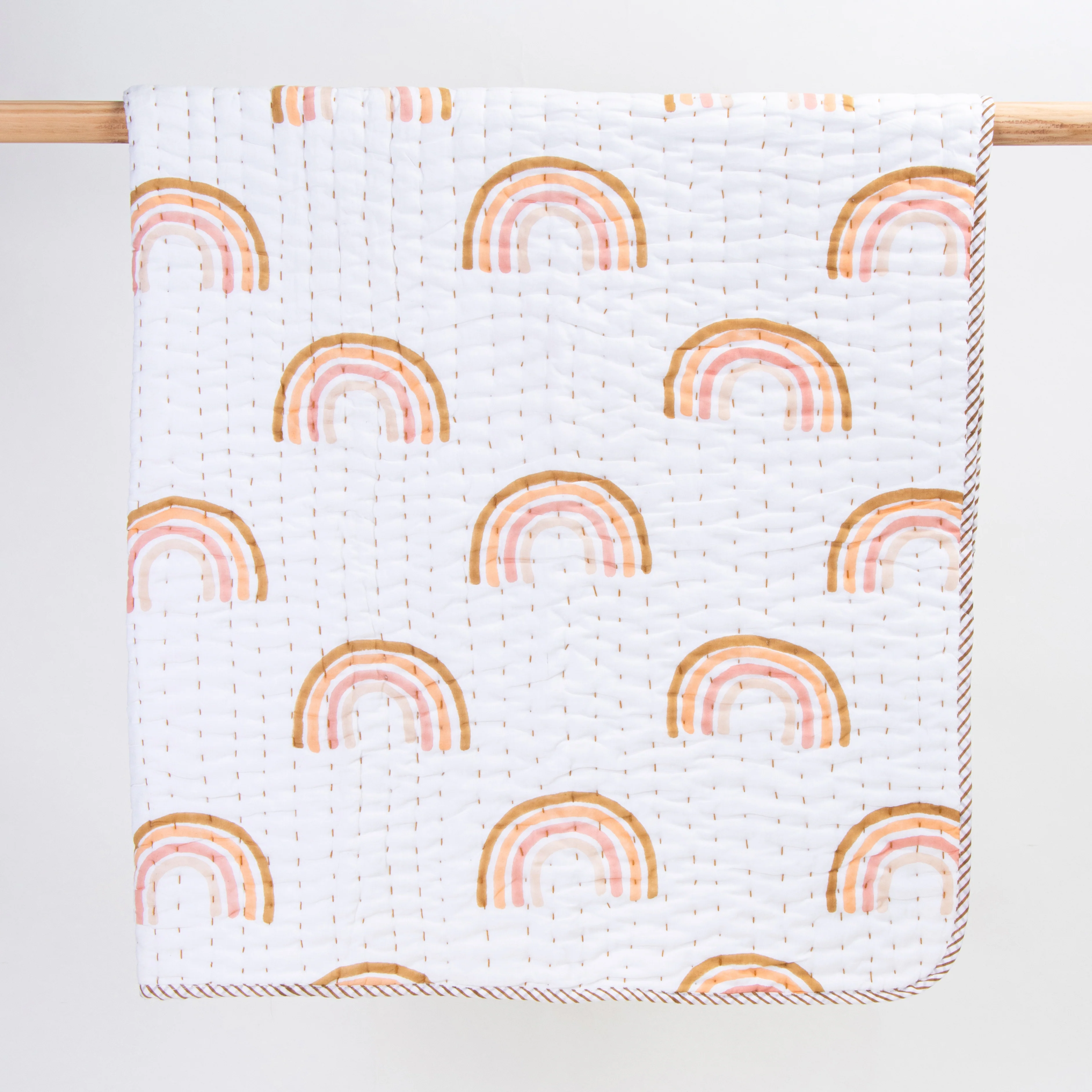 Rainbow Hand Block Printed Pure Cotton Baby Blanket - Image 3