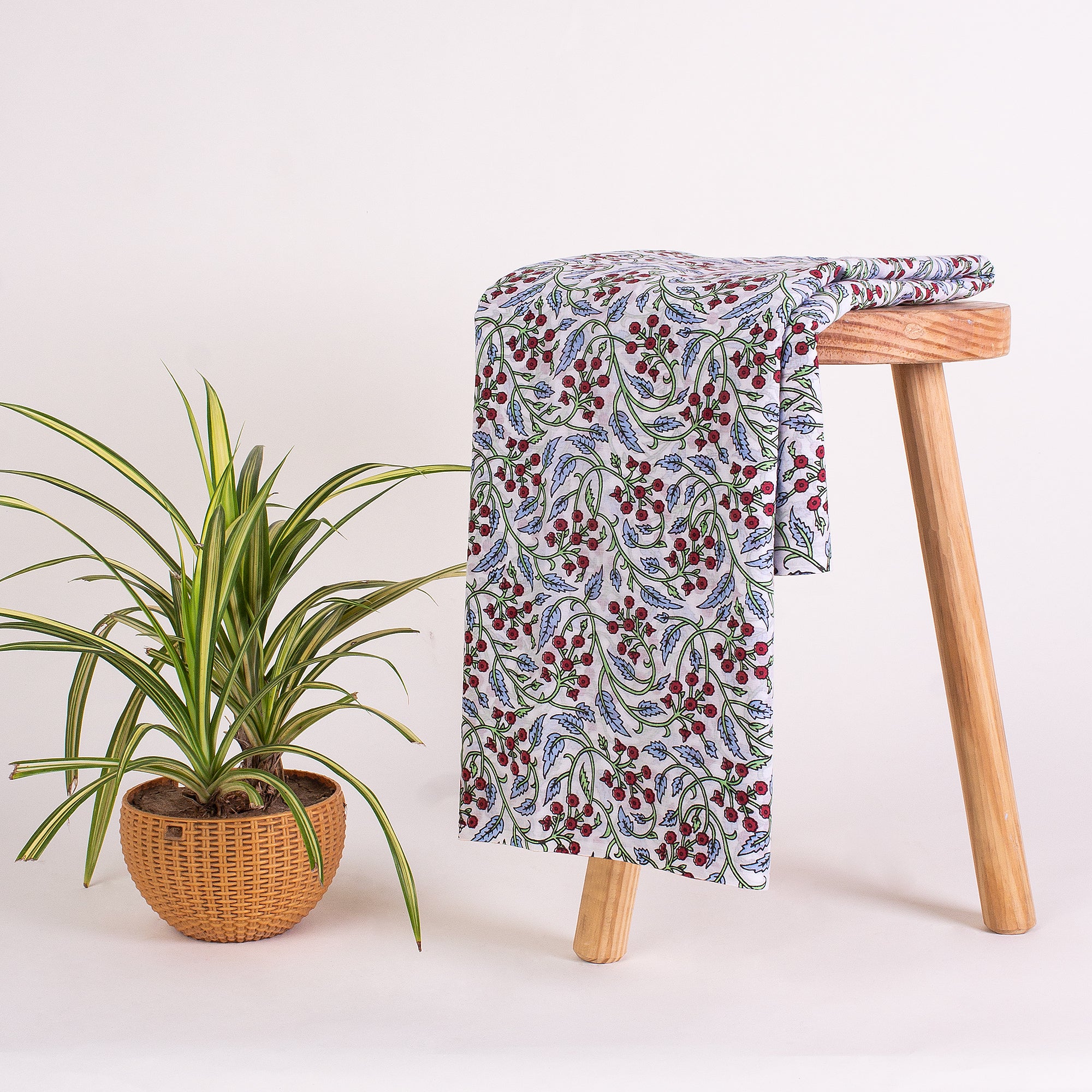 Floral Indian Block Printed Cotton Running Length Fabrics - Image 3