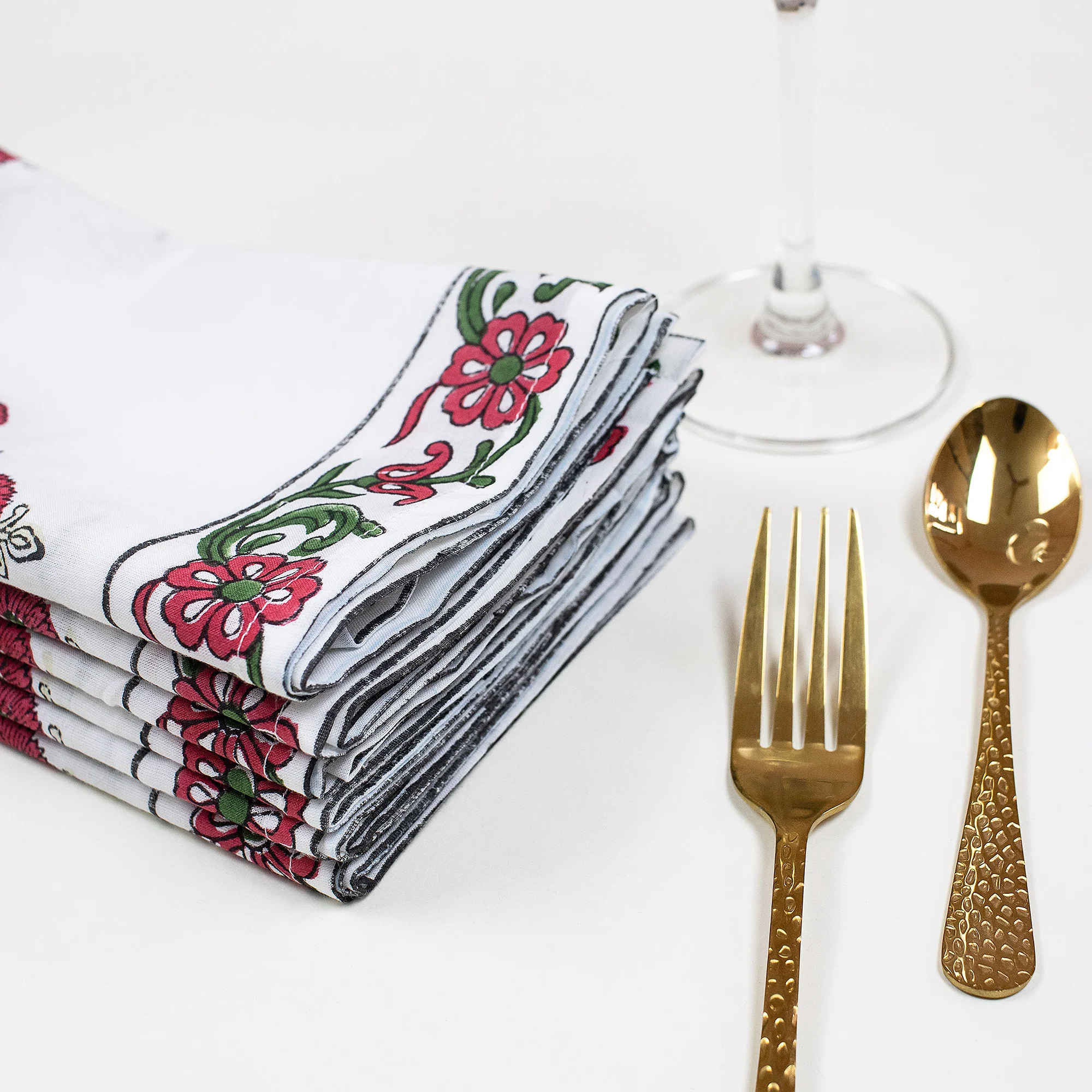 Floral Cotton Hand Block Printed Table Napkin For Dinner - Image 3