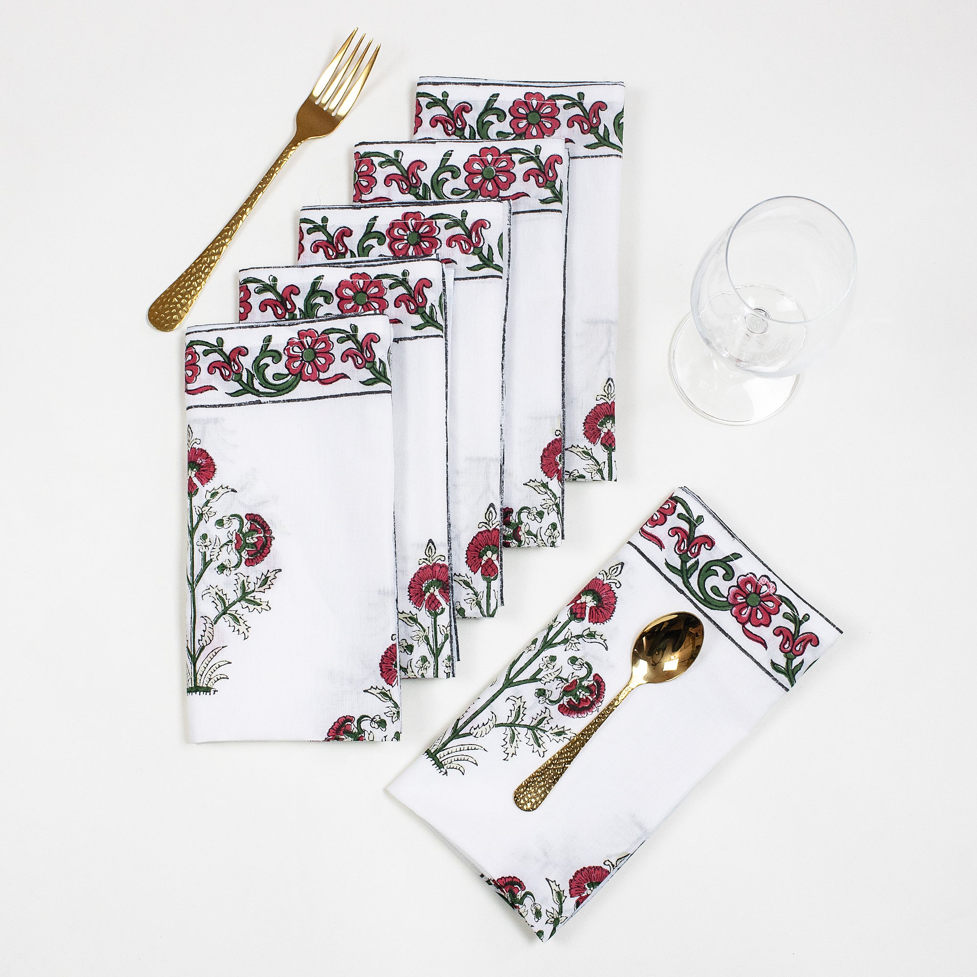 Floral Cotton Hand Block Printed Table Napkin For Dinner - Image 5